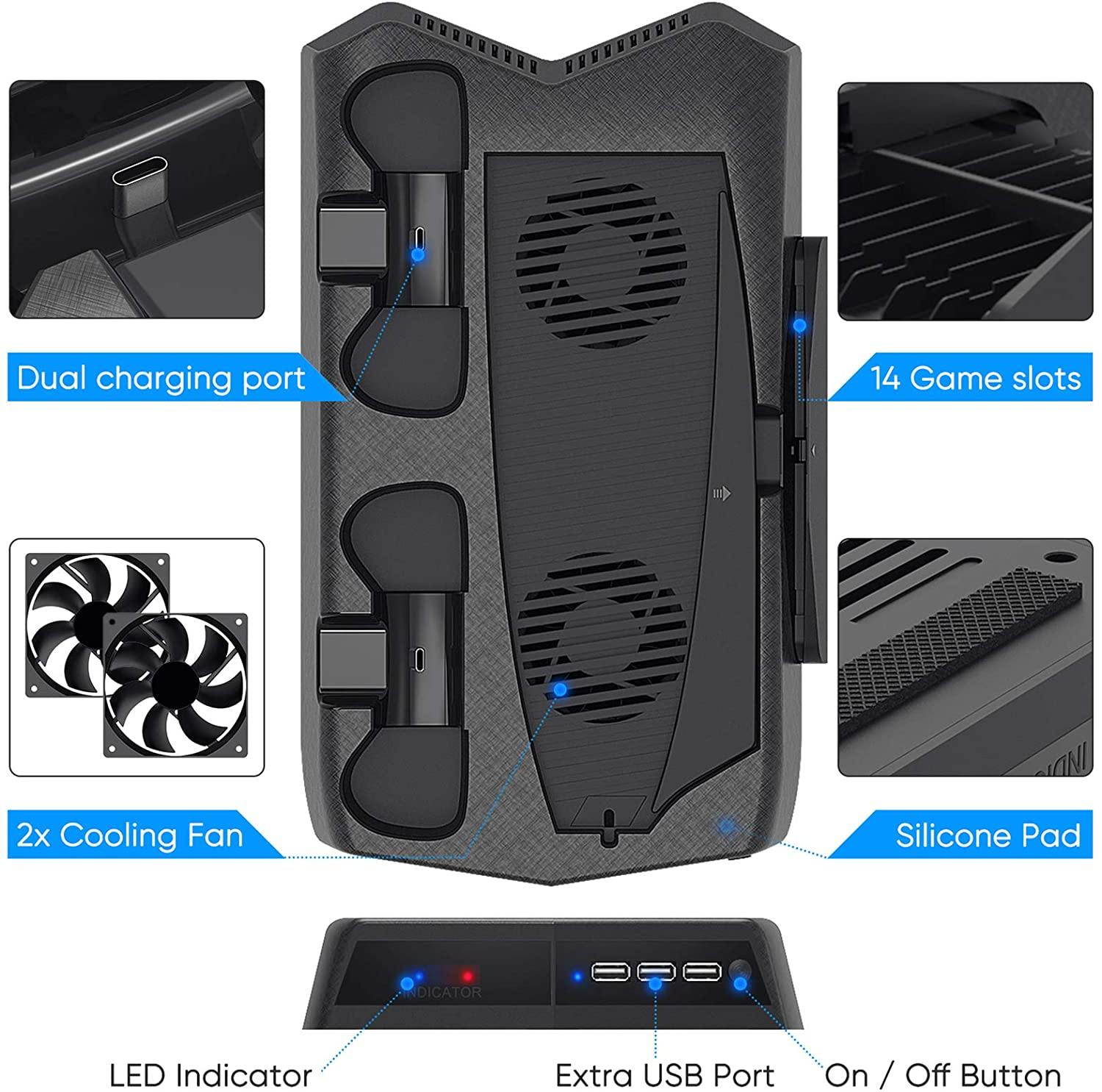 Vertical Stand with Cooling Fan for PS5 Console and Playstation 5 Digital Edition - JOY2ESpree
