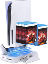 
                        
                          Load image into Gallery viewer, Vertical Charging Stand for PS5 Controllers with Cooling Fan - JOY2ESpree
                        
                      