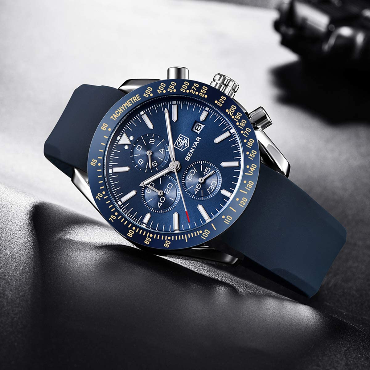 BENYAR Chronograph Mens Watch Quartz Movement 30M Waterproof | Leather Watch Strap