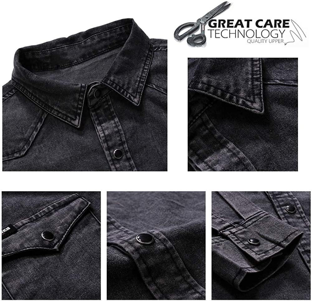 Cloudstyle Men's Regular Fit Button Down Casual Denim Shirts Long Sleeve Jean Shirts
