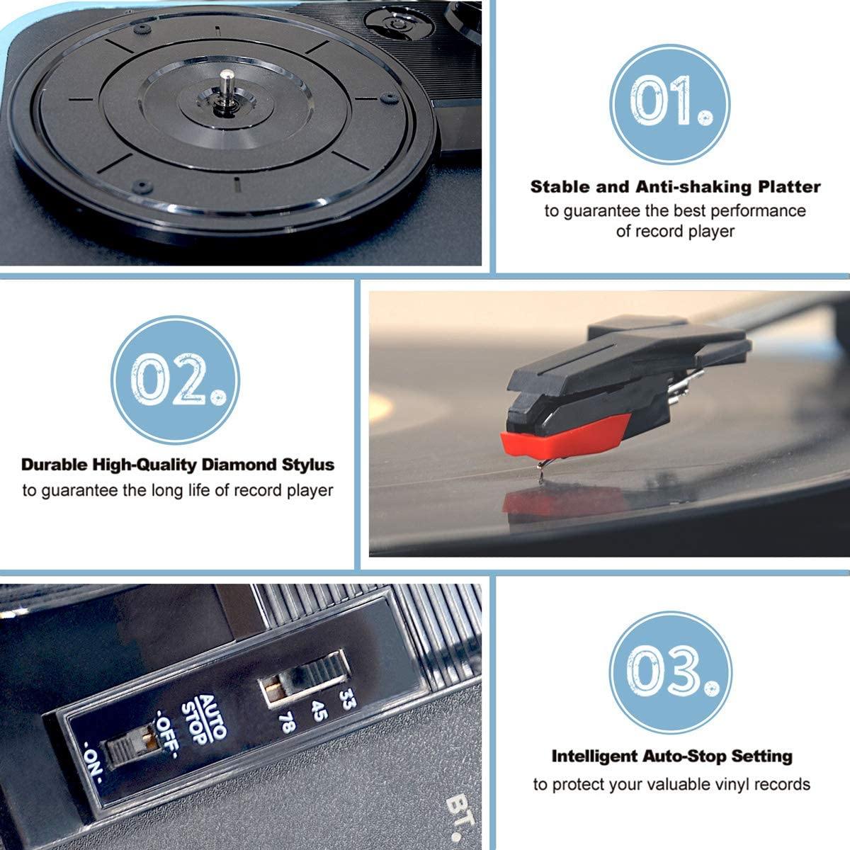 LP&No.1 Bluetooth Record Player with USB Play and Recording - JOY2ESpree
