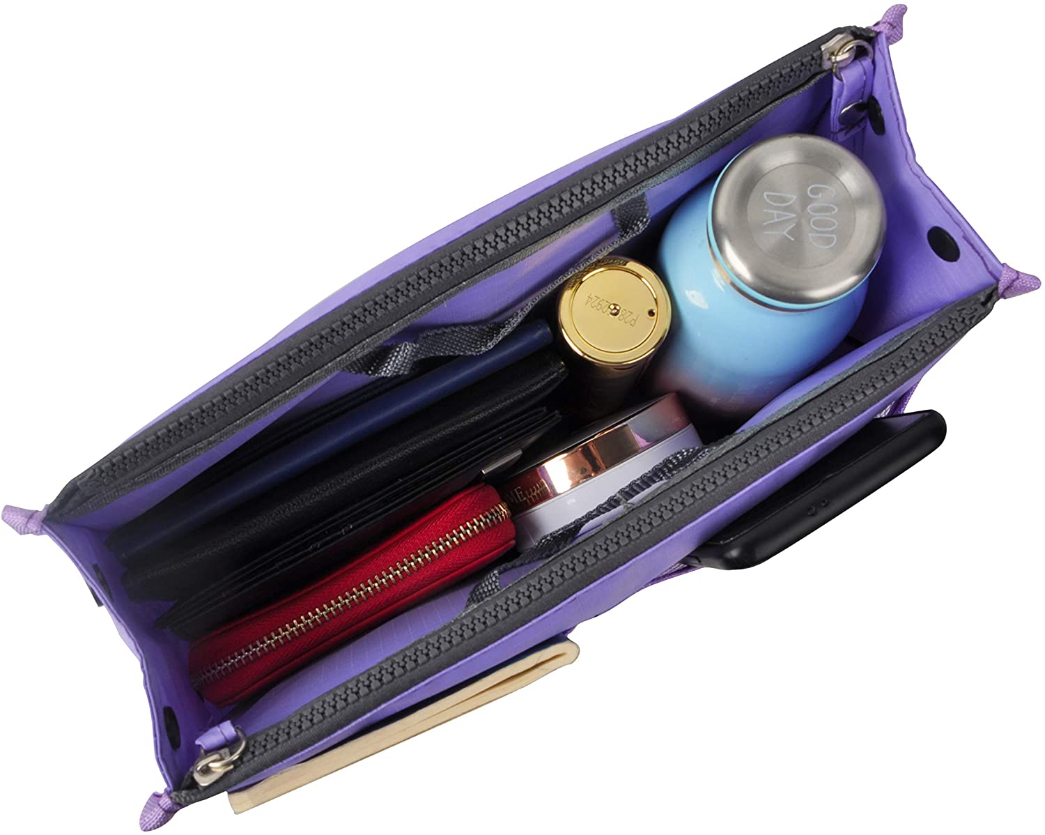 Vercord Updated Purse Handbag Organizer Insert Liner Bag in Bag 13 Pockets Purple Small