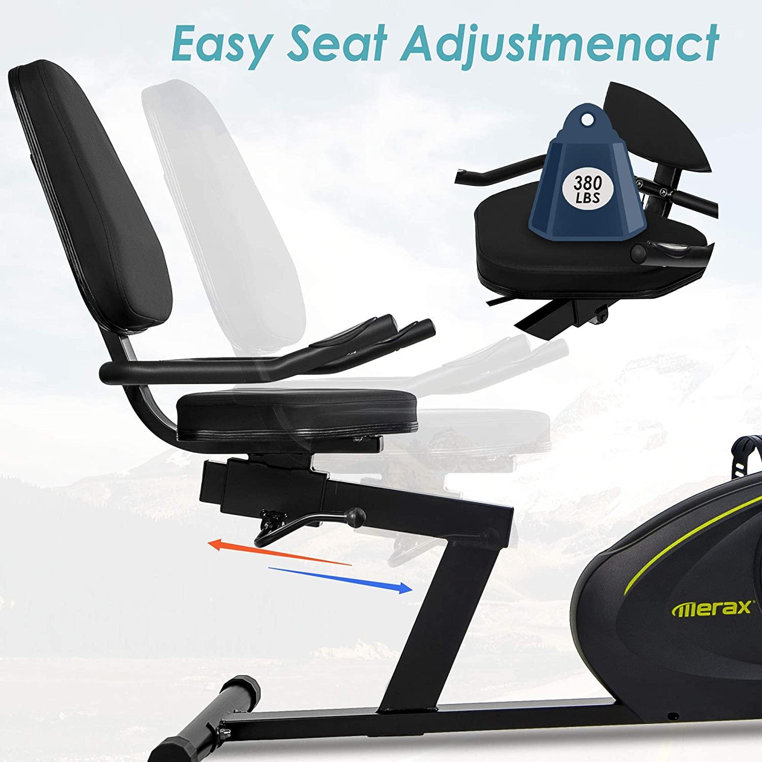 Merax Indoor Recumbent Exercise Bike Stationary Cycling Bike with Bluetooth, 8Level Magnetic Resistance, Adjustable Saddle - JOY2ESpree