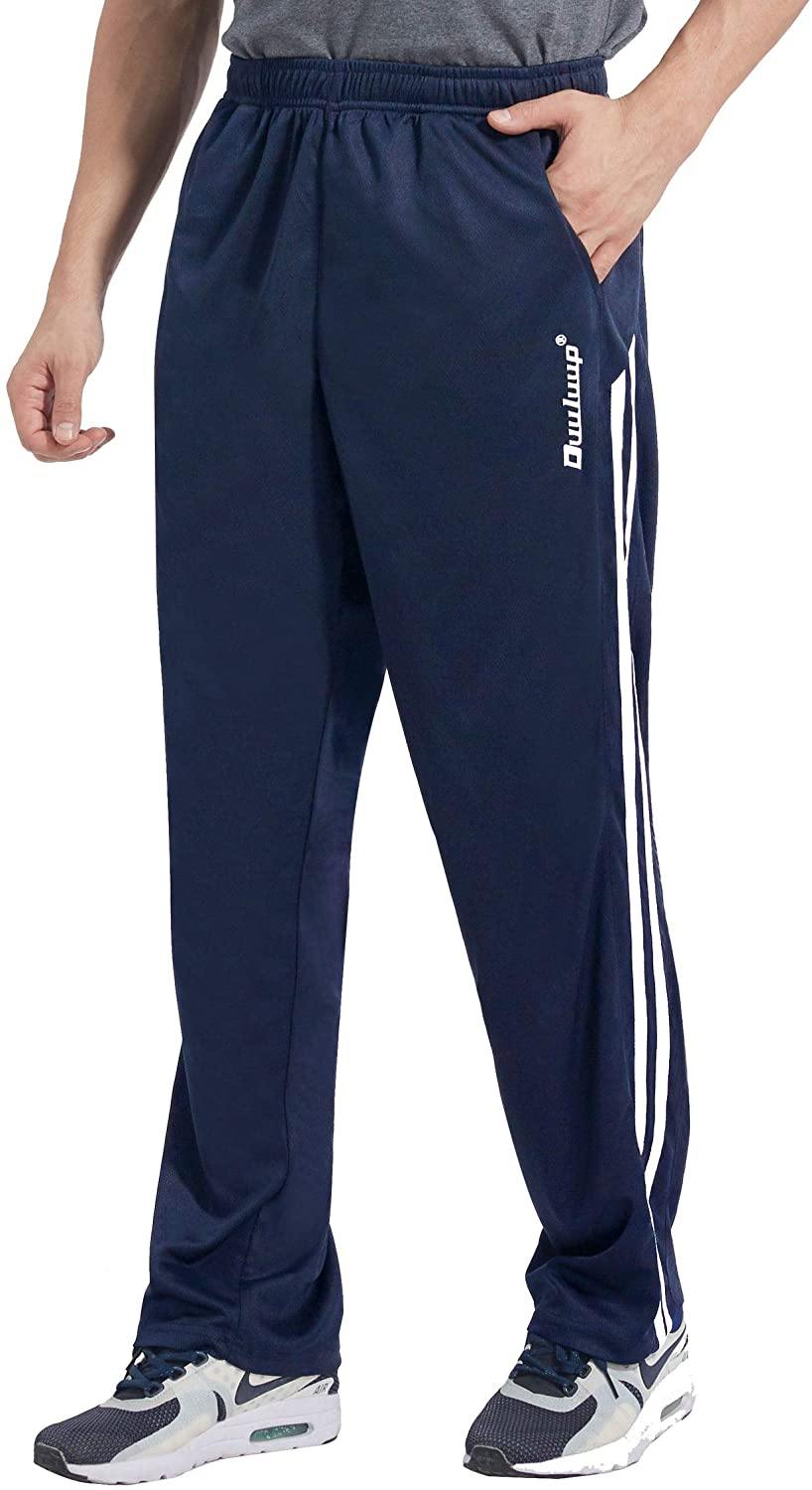 Duuluup Mens Jogger Sweatpants with Pockets Open Bottom Elastic Waist Workout Pants for Training Track Running - JOY2ESpree