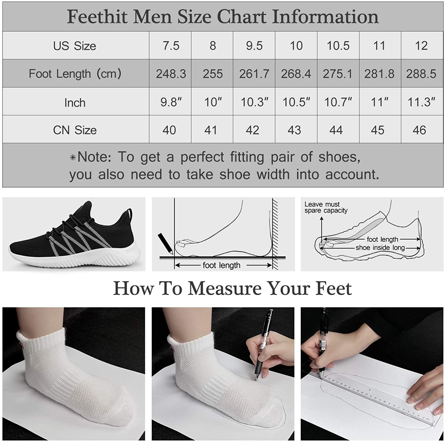 Feethit Mens Slip On Running Shoes Breathable Lightweight Comfortable Fashion Non Slip Sneakers for Men