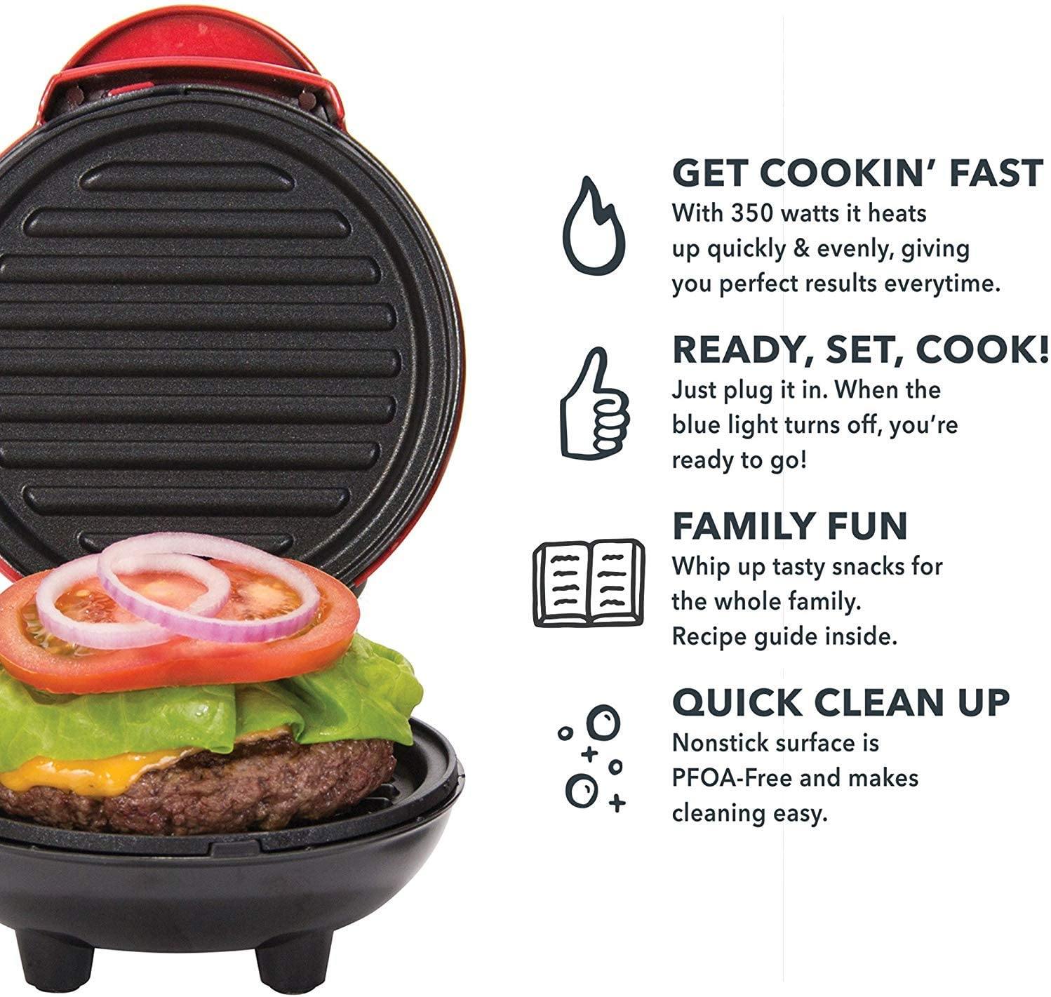 Dash Mini Maker Portable Grill Machine + Panini Press for Gourmet Burgers - JOY2ESpree