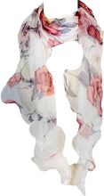 
                        
                          Load image into Gallery viewer, Double Layer Silk scarf, Floral Ruffle Silk Scarf, Summer scarf
                        
                      