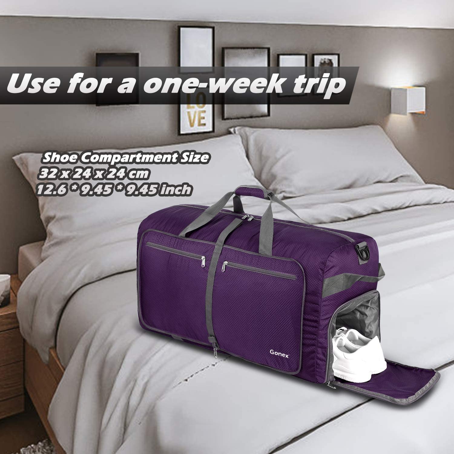 Gonex 150L Travel Duffel Bag Foldable Extra Large Duffle Bag XL Heavy Duty for Men Women for Luggage Shopping Gray