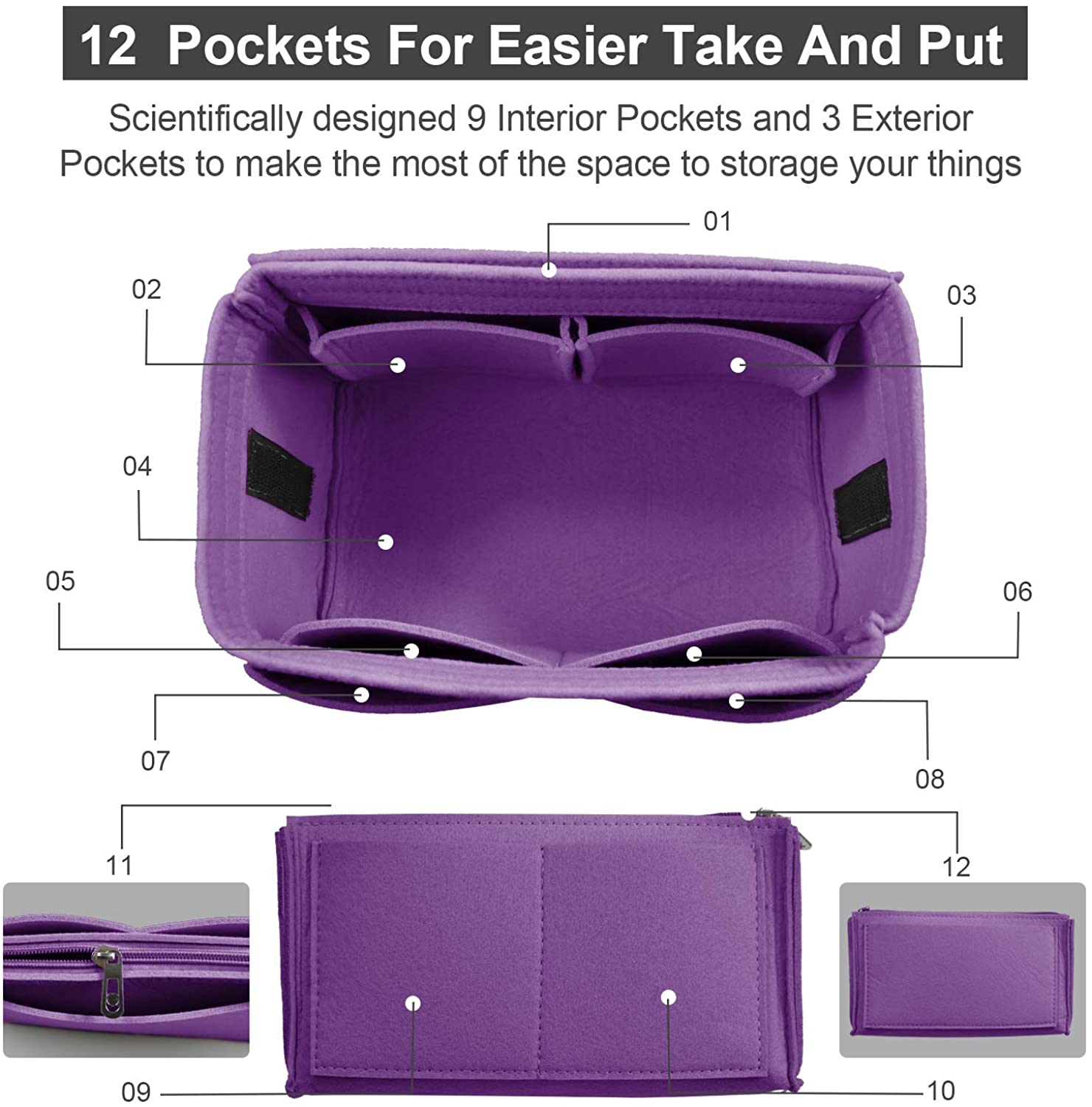 Purse Organizer Insert, Handbag & Tote Organizer, Bag in Bag, Perfect for Speedy Neverfull and More