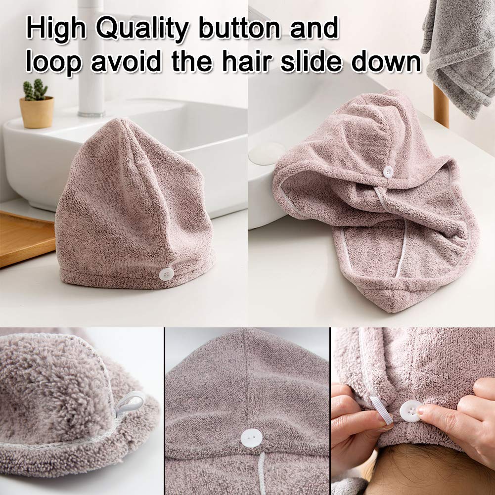 Vinker 3 Pack Hair Towel Wrap, Microfiber Quick Drying Hair Towels, Bath Dryer Caps, Bath Hair Drying Towel, Quick Dryer Hat for Women Girls