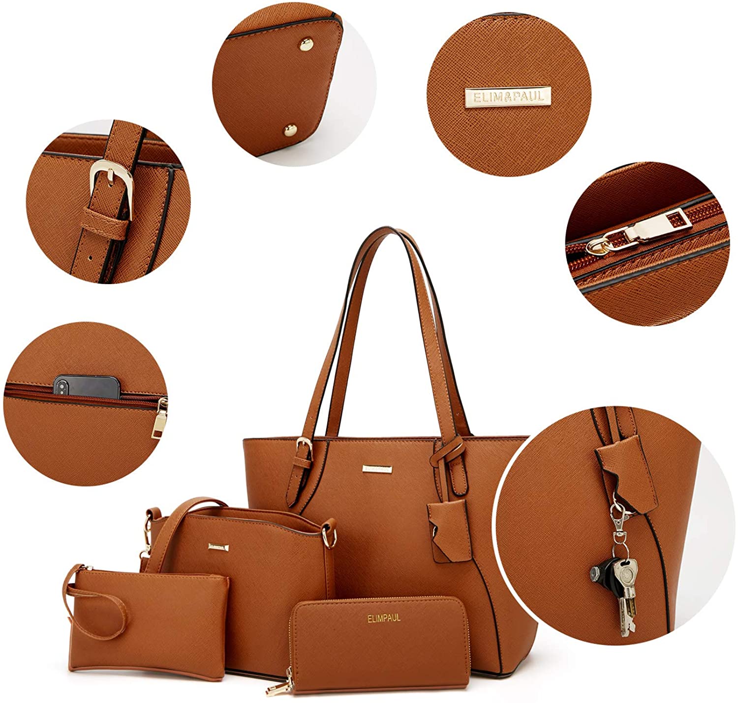 Women Fashion Handbags Wallet Tote Bag Shoulder Bag Top Handle Satchel Purse Set 4pcs