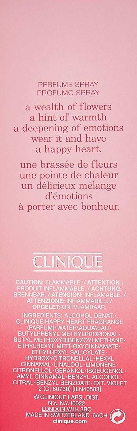 Happy Heart By Clinique For Women. Parfum Spray 3.4 Ounces