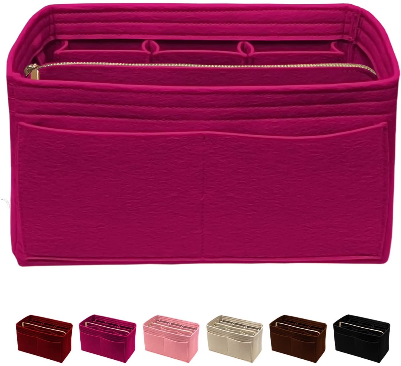 Purse Organizer Insert with Zipper Felt Bag Organizer Handbag Organizer Insert Bag In Bag Organizer