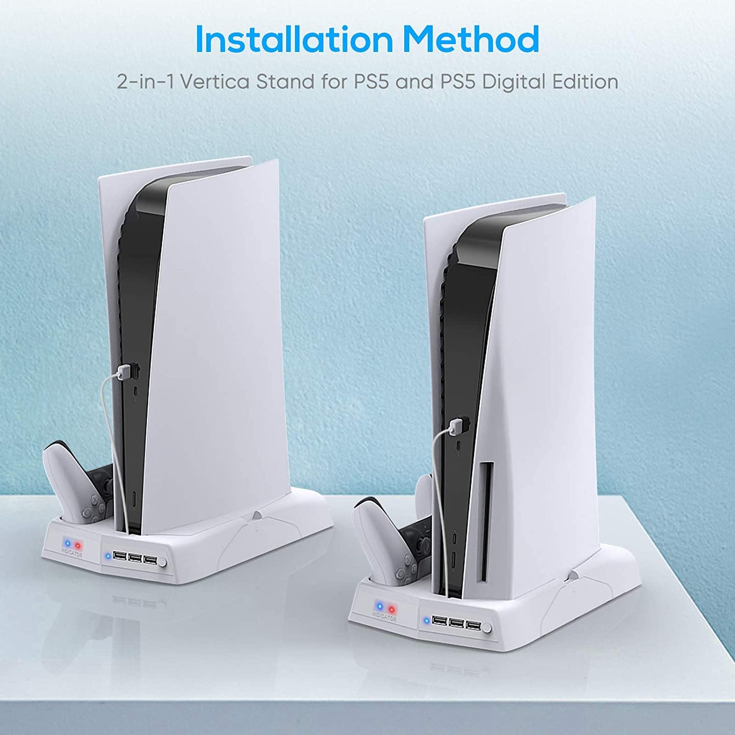 Vertical Charging Stand for PS5 Controllers with Cooling Fan - JOY2ESpree