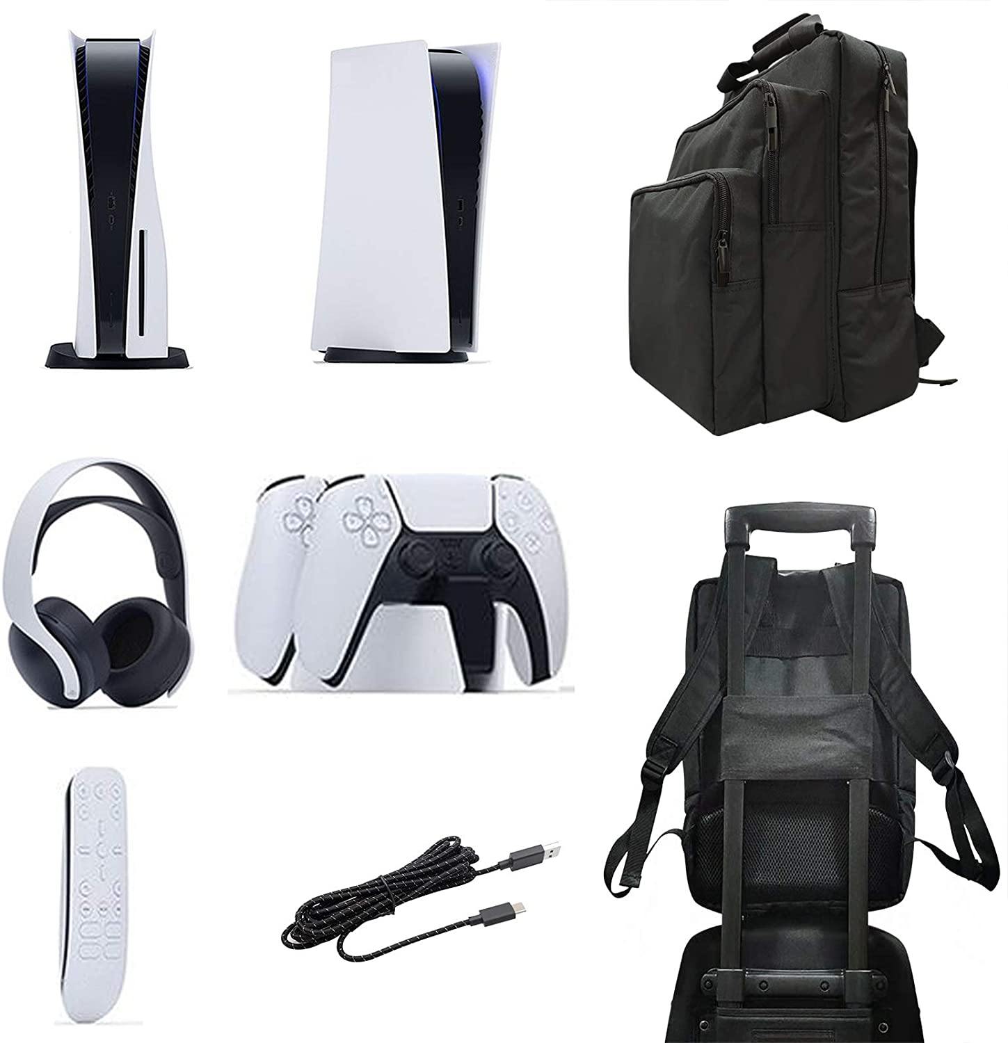 PS5 Carrying Case Portable Shockproof PS5 Travel Bag Compatible with Playstation 5 Console, 3 Layers Travel Backpack Large Capacity Storage Bag - JOY2ESpree