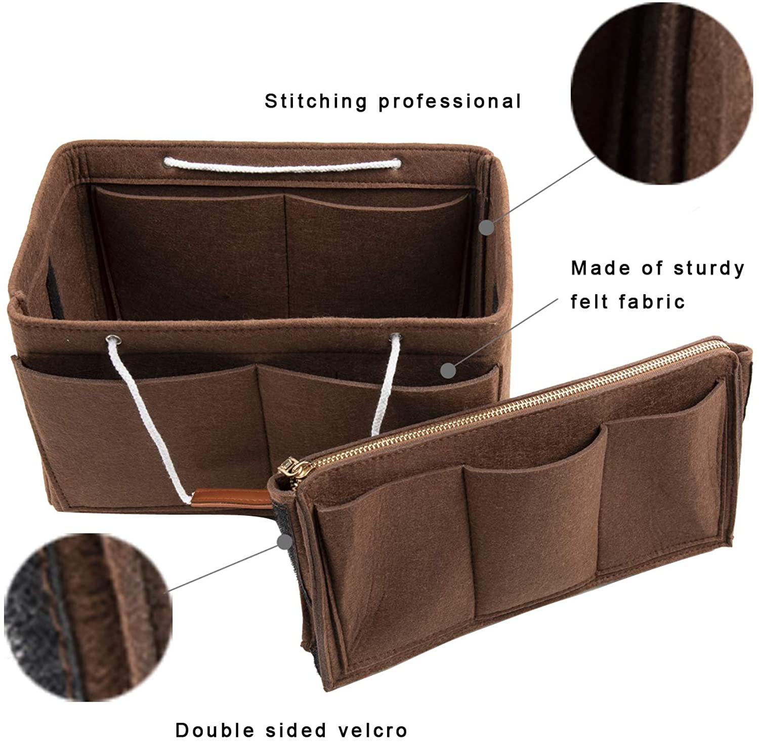 Purse Bag Organizer Insert with Lots of Different Size Spaces Divider Shaper for Speedy Shoulder Hobo Bag Keep Stuff Organized