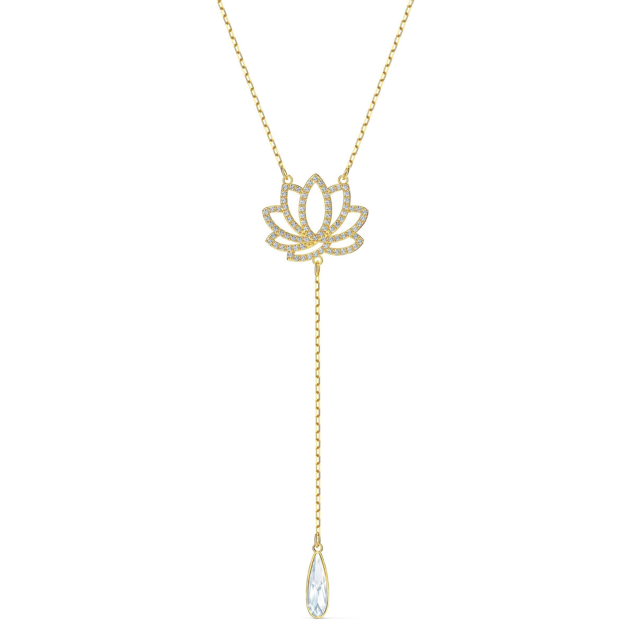 SWAROVSKI Women's Symbolic Lotus Necklace, White, Gold-tone plated - JOY2ESpree