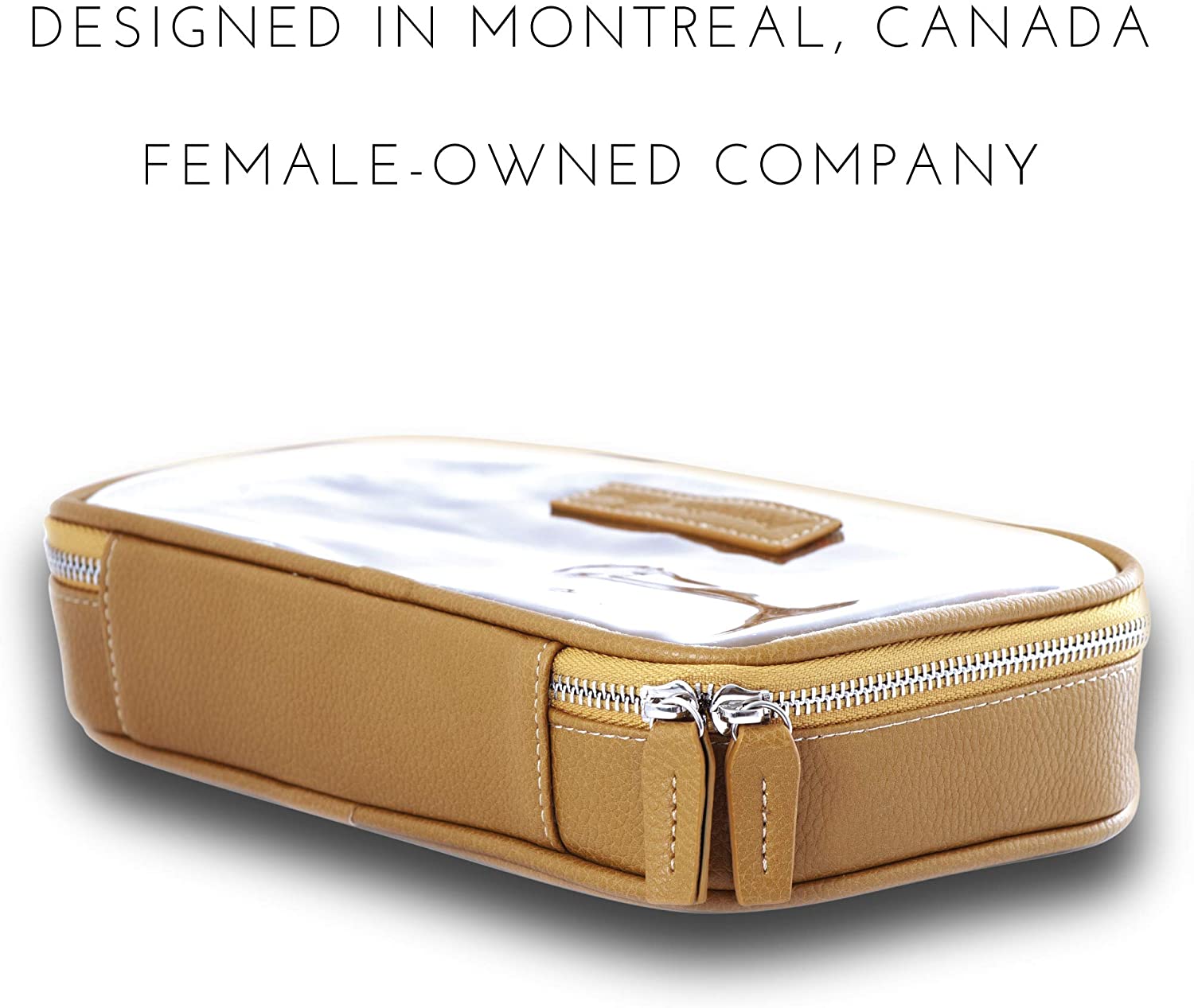 Vegan Leather Clear Makeup Bag - Toiletry Bags for Traveling - Cosmetic Bag