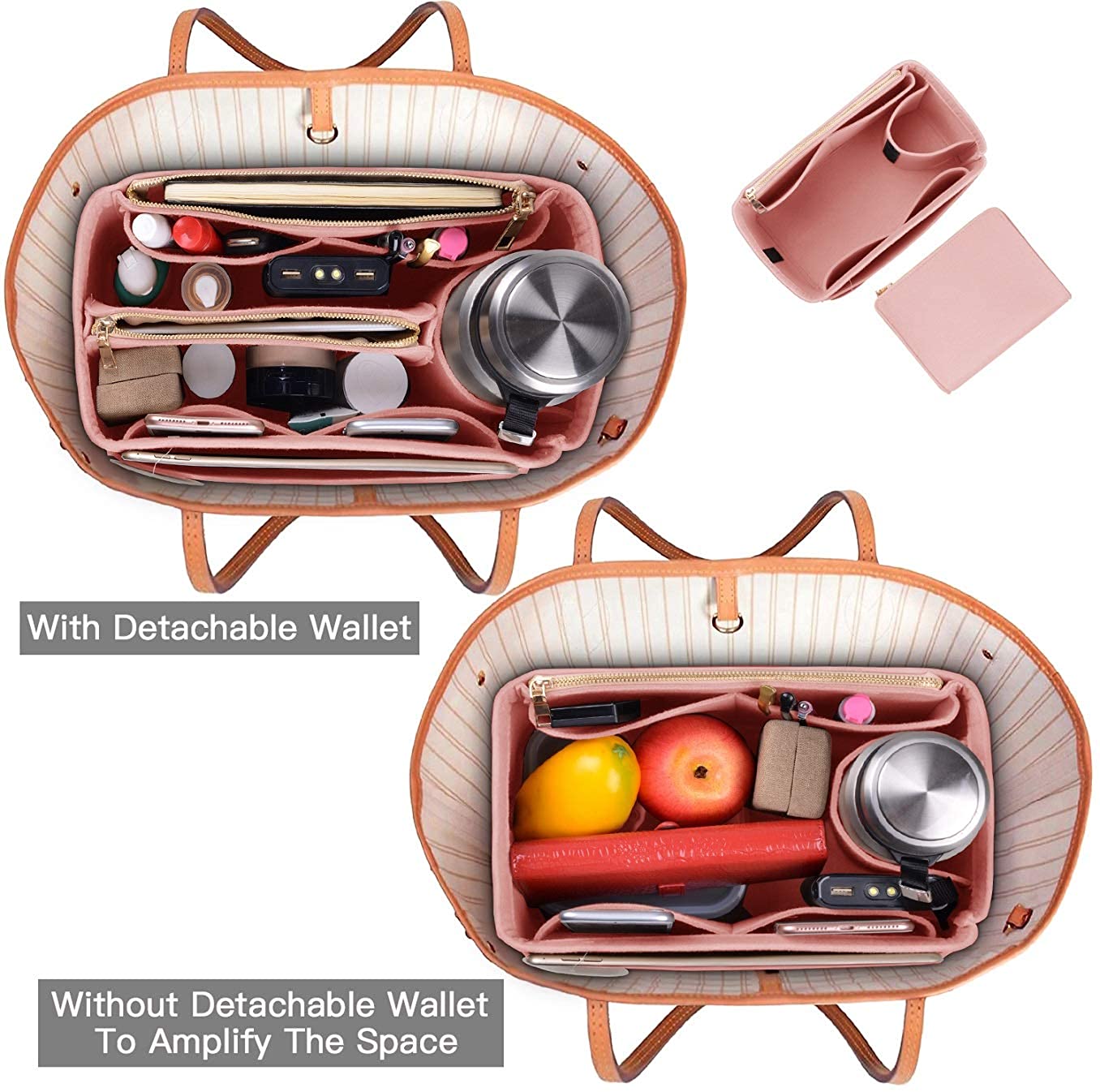 Purse Organizer, Felt Bag Organizer Insert Purse Organizer For LV Speedy, Neverfull, Tote, Handbag,Shaper 3 Sizes