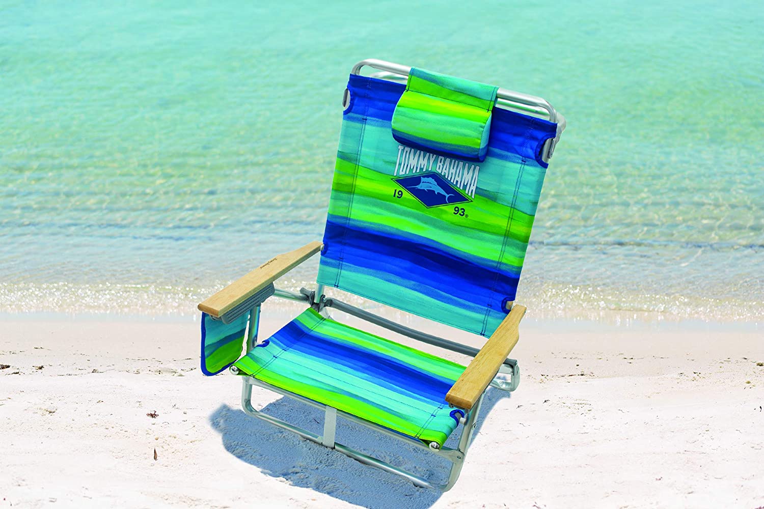 Tommy Bahama 5-Position Classic Lay Flat Folding Backpack Beach Chair