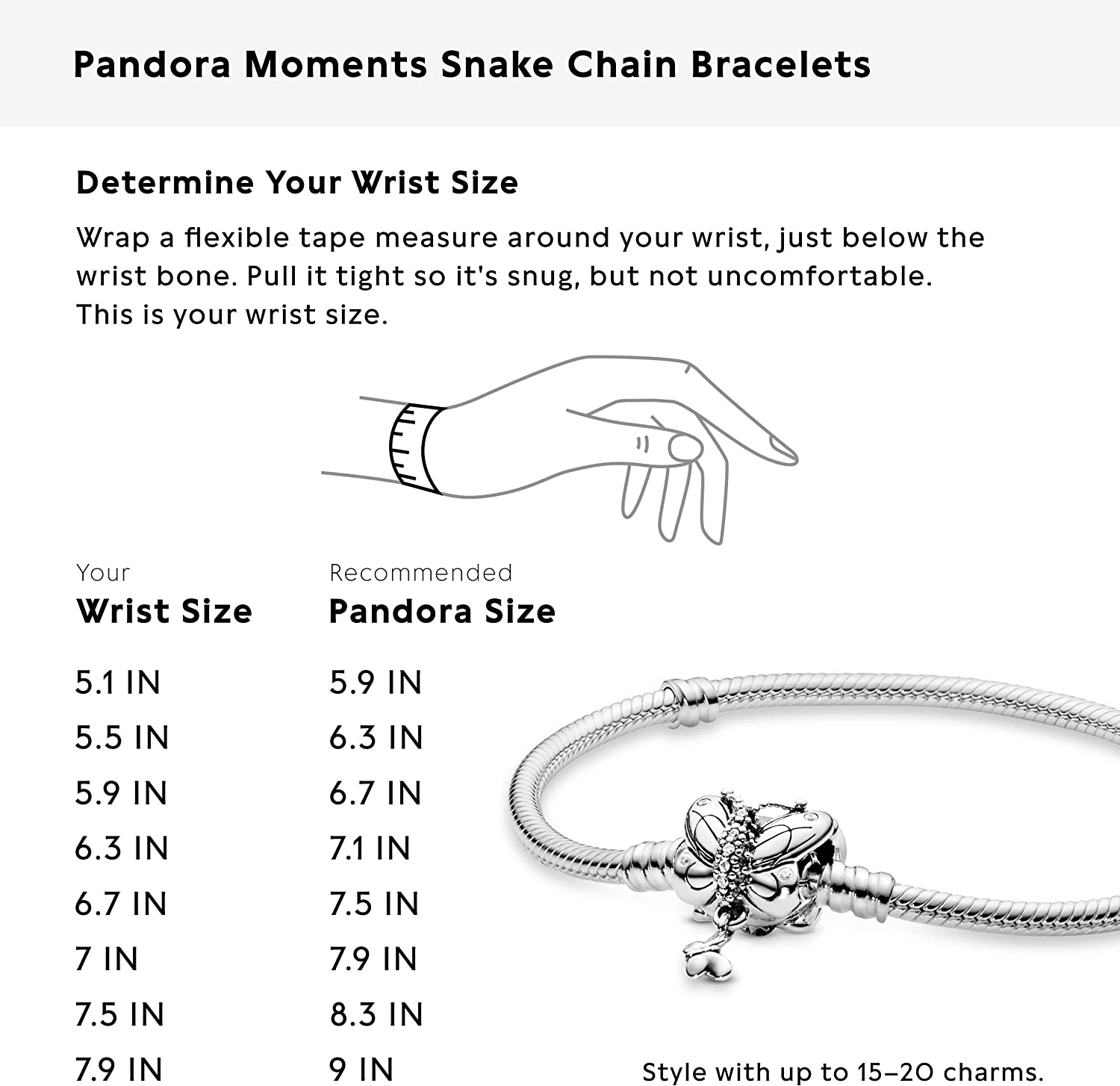 Pandora Jewelry Moments Butterfly Clasp Snake Chain Cubic Zirconia Bracelet in Sterling Silver - JOY2ESpree