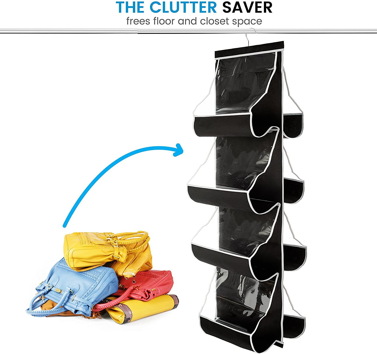 Zober Hanging Purse Organizer For Closet Clear Handbag Organizer