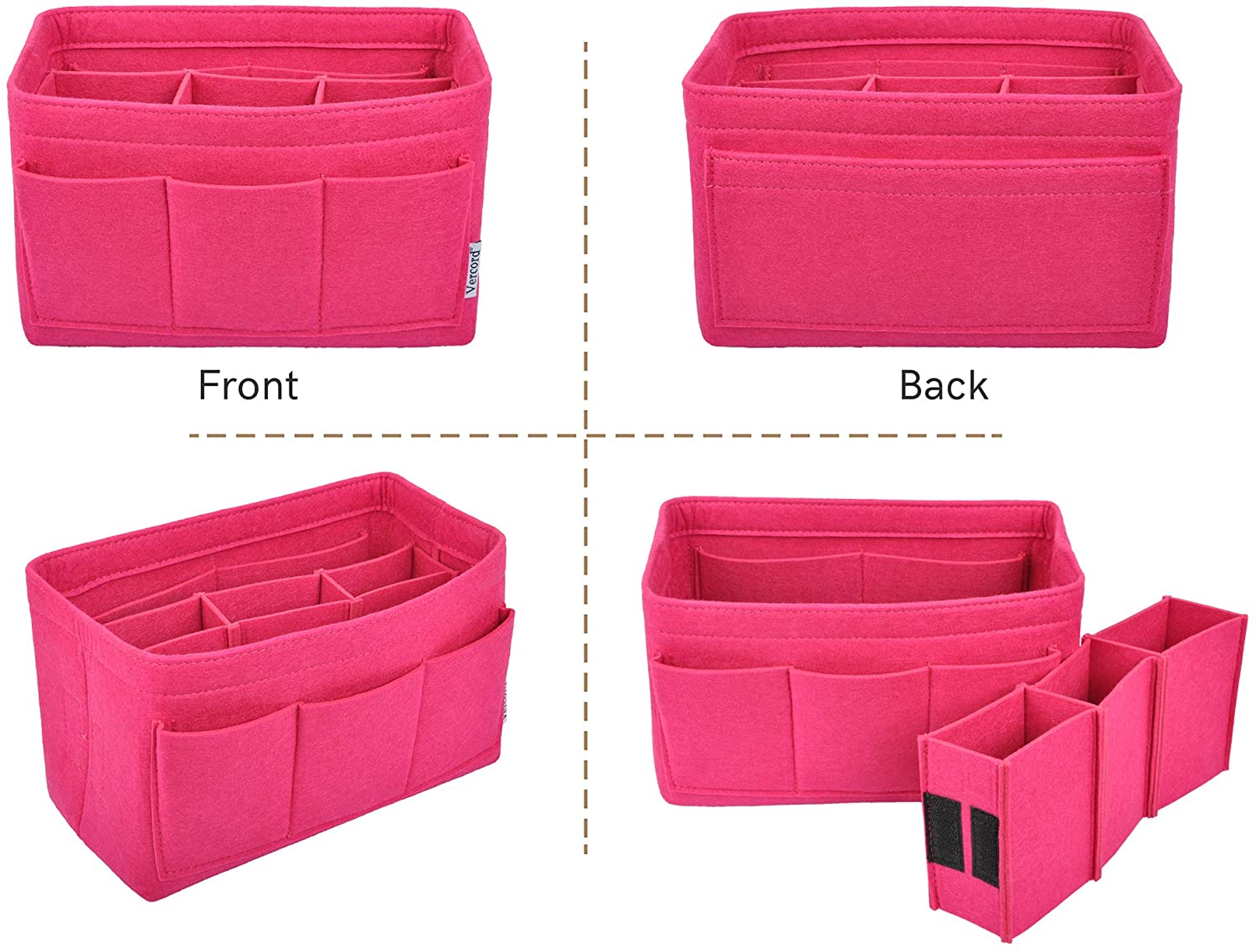 Vercord Felt Purse Organizer Handbag Insert Liner Shaper Bag in Bags for Speedy Neverfull Tote
