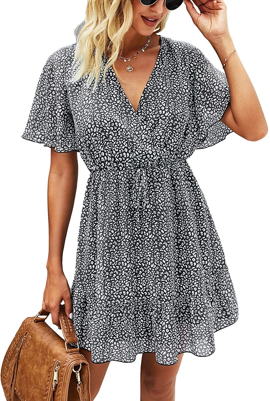 KIRUNDO 2021 Women’s Summer Short Sleeve Ruffle Floral Dress