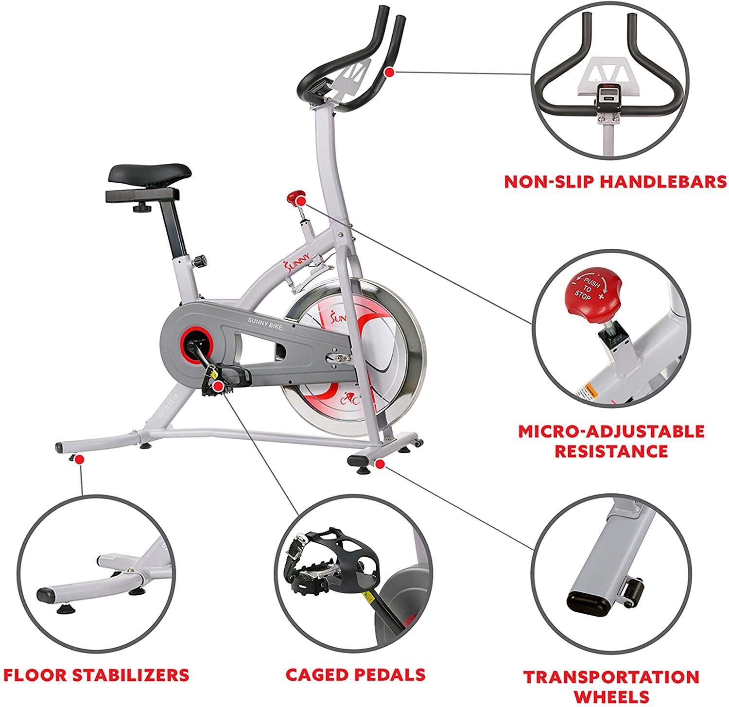 Sunny Health & Fitness Indoor Cycling Exercise Stationary Bike with Digital Monitor - JOY2ESpree