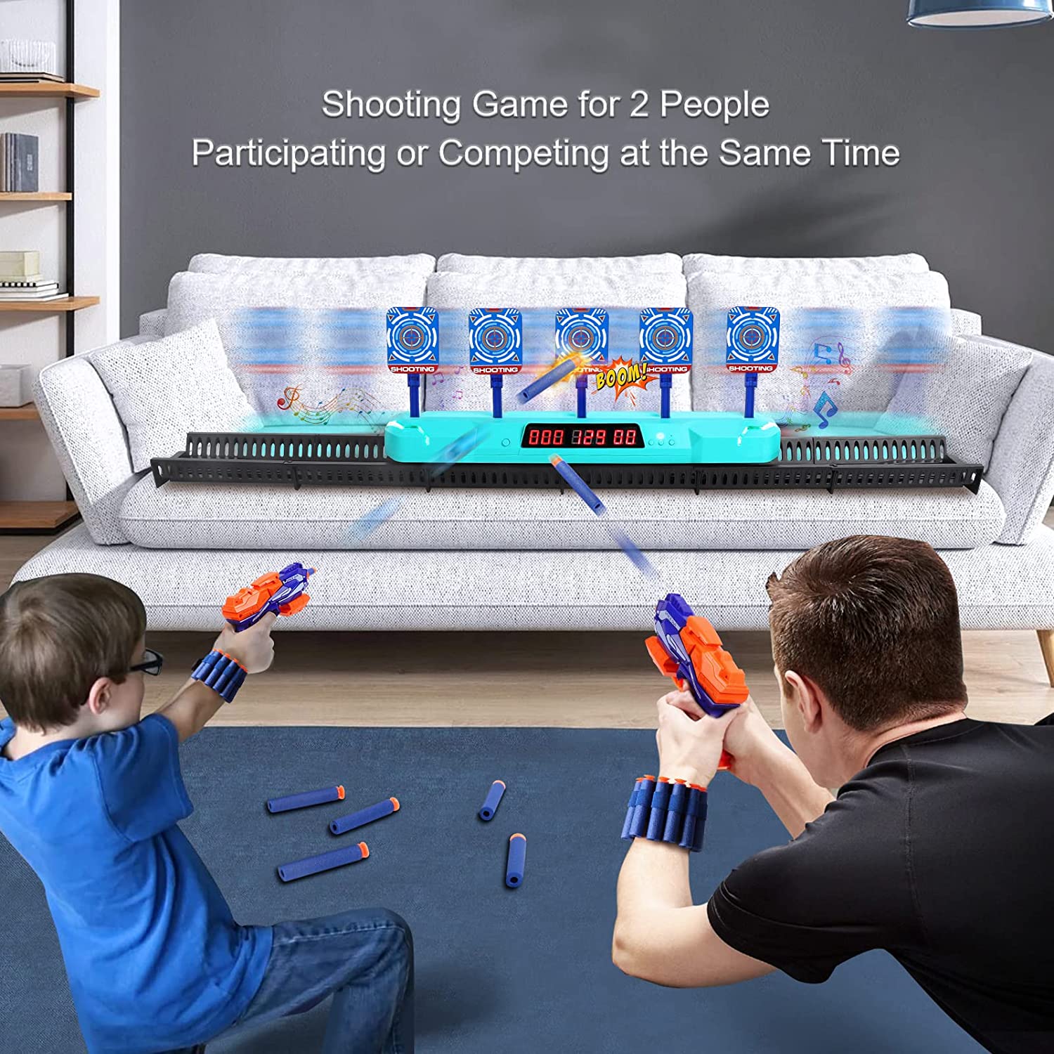 STOTOY Electronic Targets for Nerf Guns, Running Shooting Target Scoring Auto Reset Digital Targets with Track, Practice Toys with Moving and Static Modes,Toy for Kids-Boys & Girls
