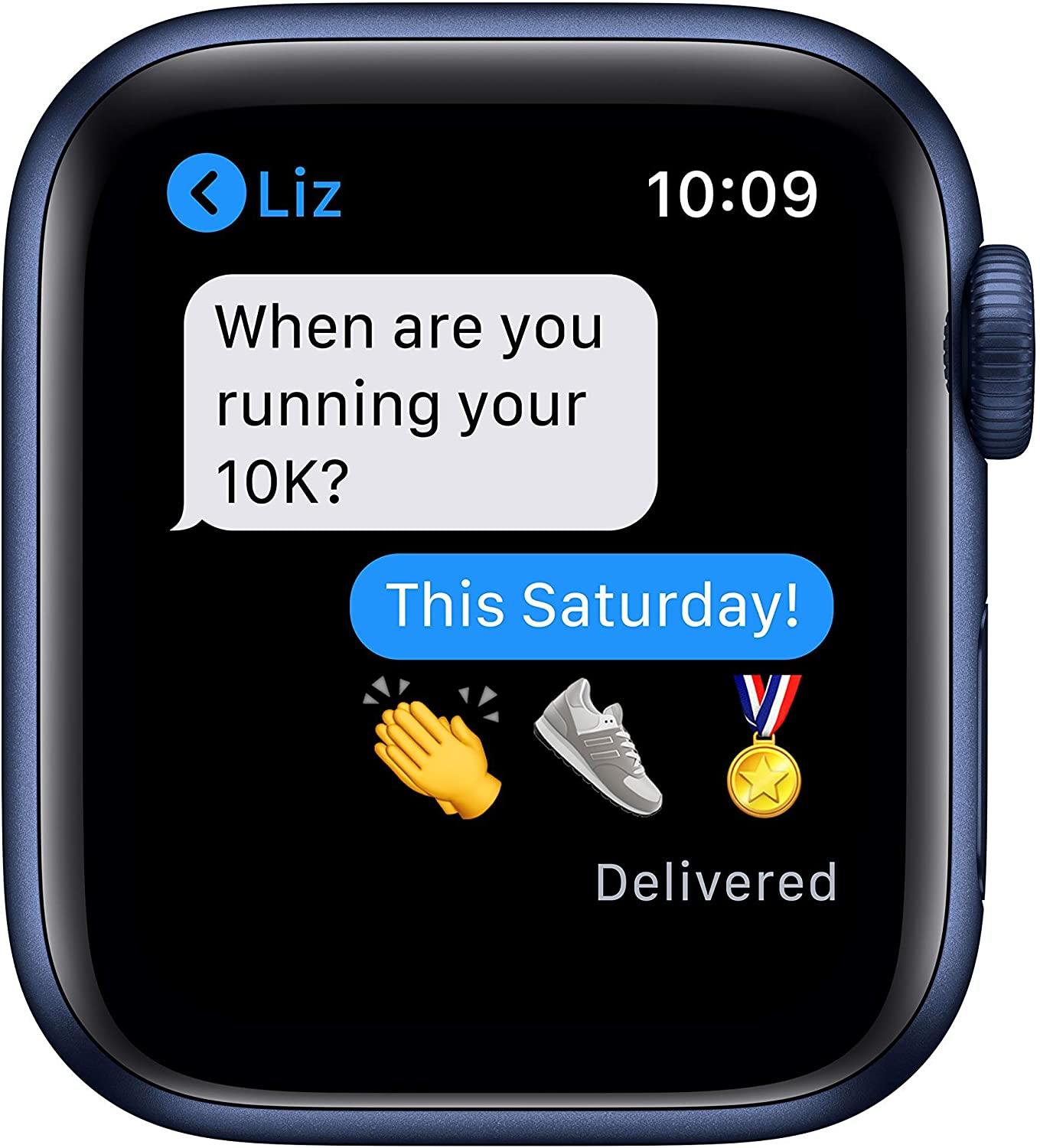 Apple Watch Series 6 (GPS, 44mm) - Space Gray Aluminum Case with Black Sport Band (Renewed) - JOY2ESpree