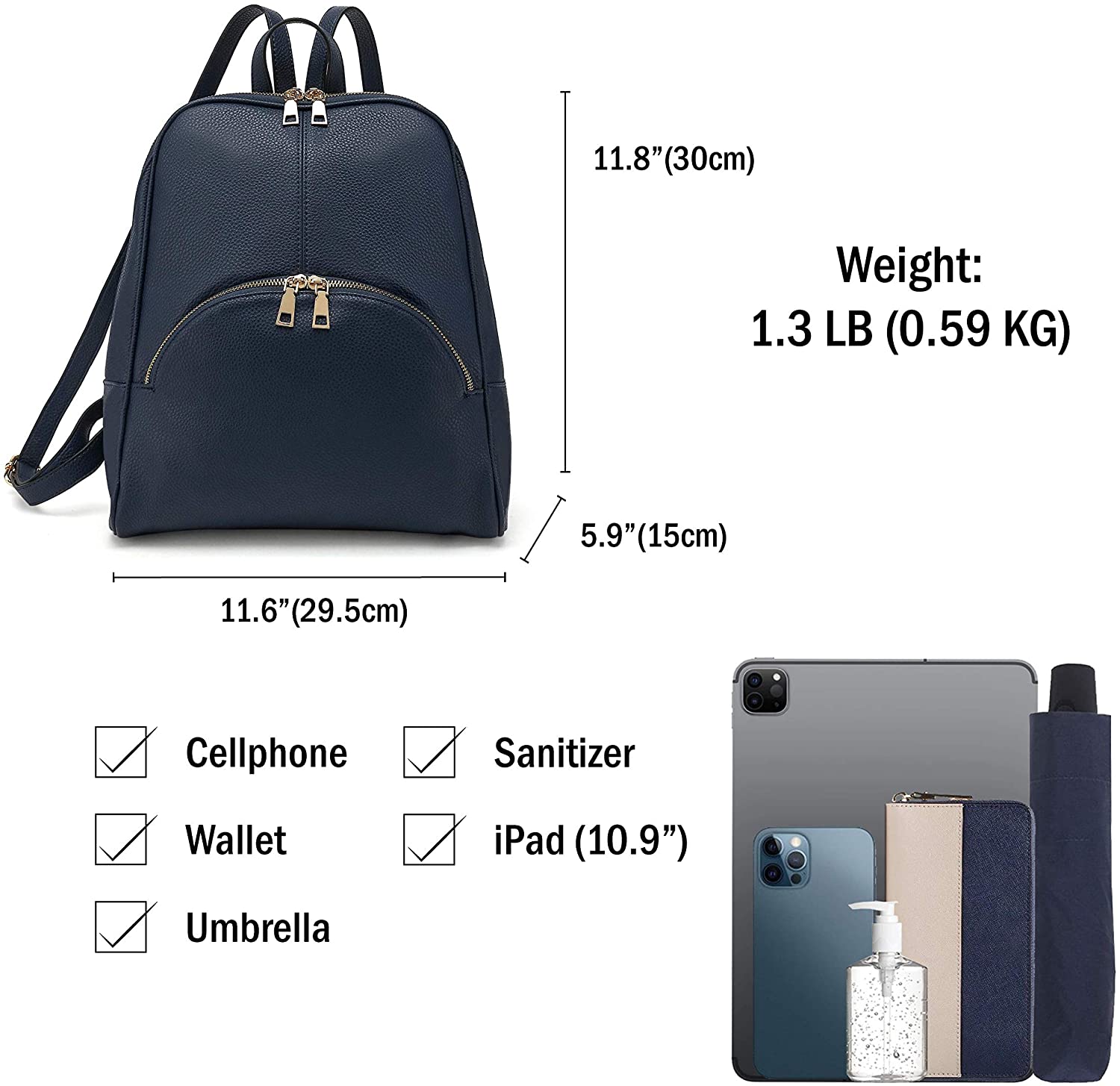Scarleton Casual Fashion Backpack, Purses for women, Backpack for Women, Fashion Backpack for Women, H160801 - Black