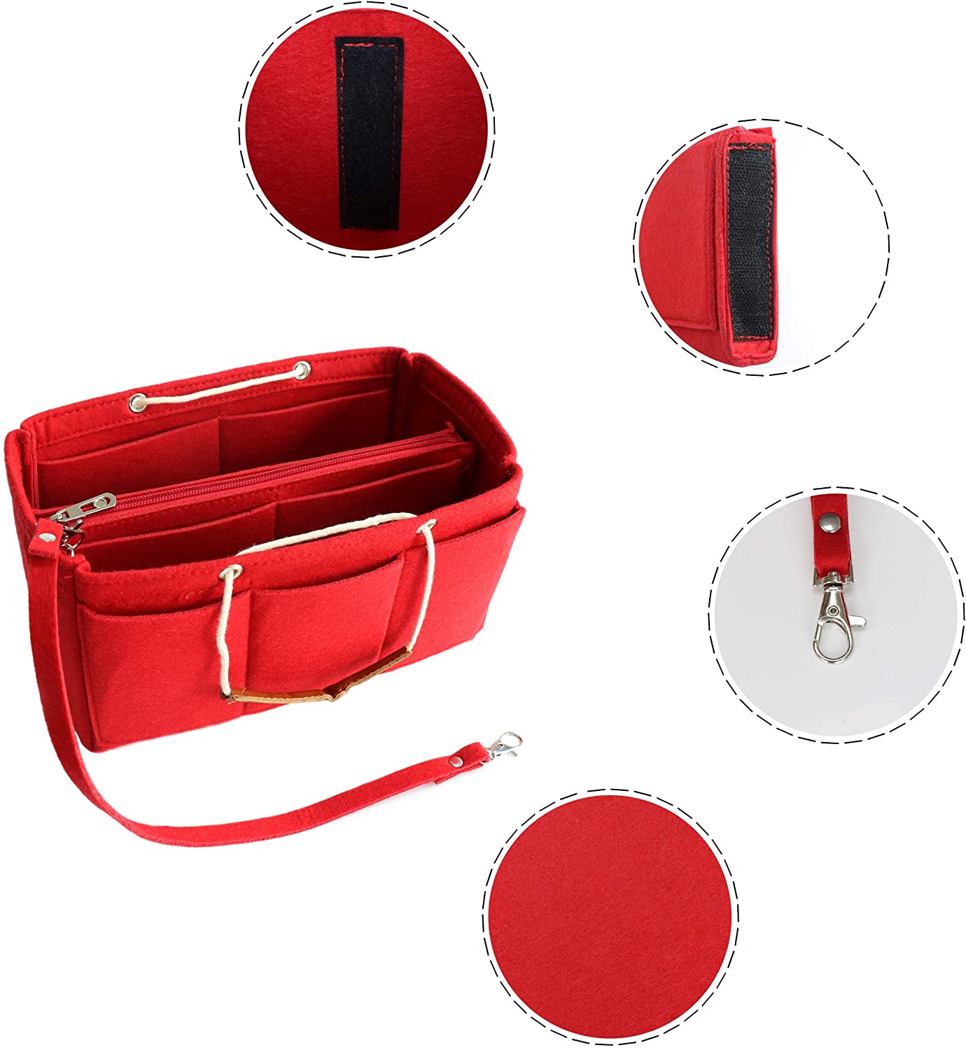 MISIXILE Felt Insert Bag Organizer - 2in1, Bag In Bag Tote Purse Organizer with Handles for Speedy Neverfull Longchamp