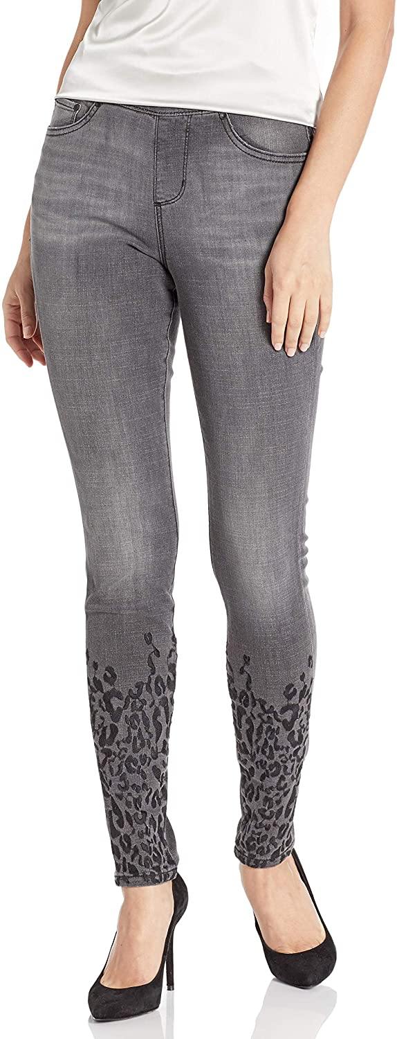 Jag Jeans Women's Maya Skinny Pull on Jean W/Leopard Embroidery