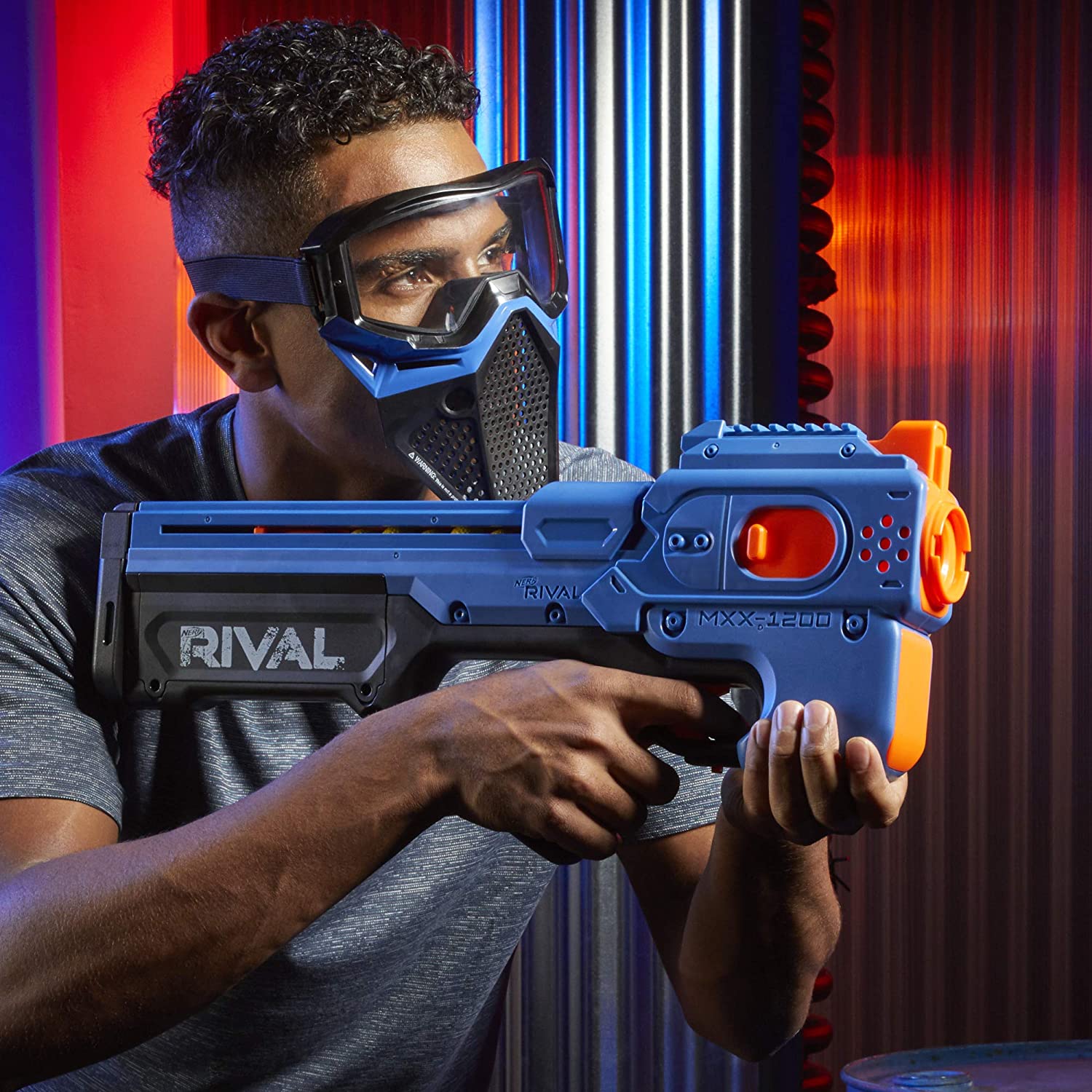 NERF Rival Charger MXX-1200 Motorized Blaster -- 12-Round Capacity, 100 FPS Velocity -- Includes 24 Official Rival Rounds -- Team Blue