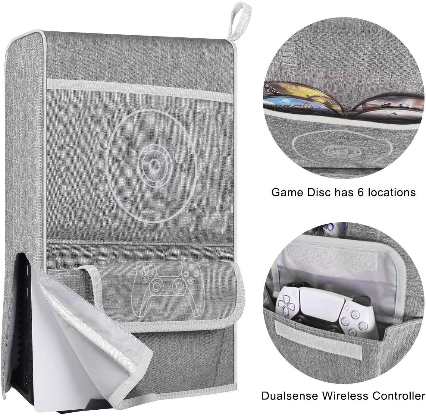 Esimen Sleeve Protective Case Dust Cover for PS5 Console /Playstation 5 Digital Edition ,PS5 Controller Cover Compatible with 12 Game Disc Pockets - JOY2ESpree