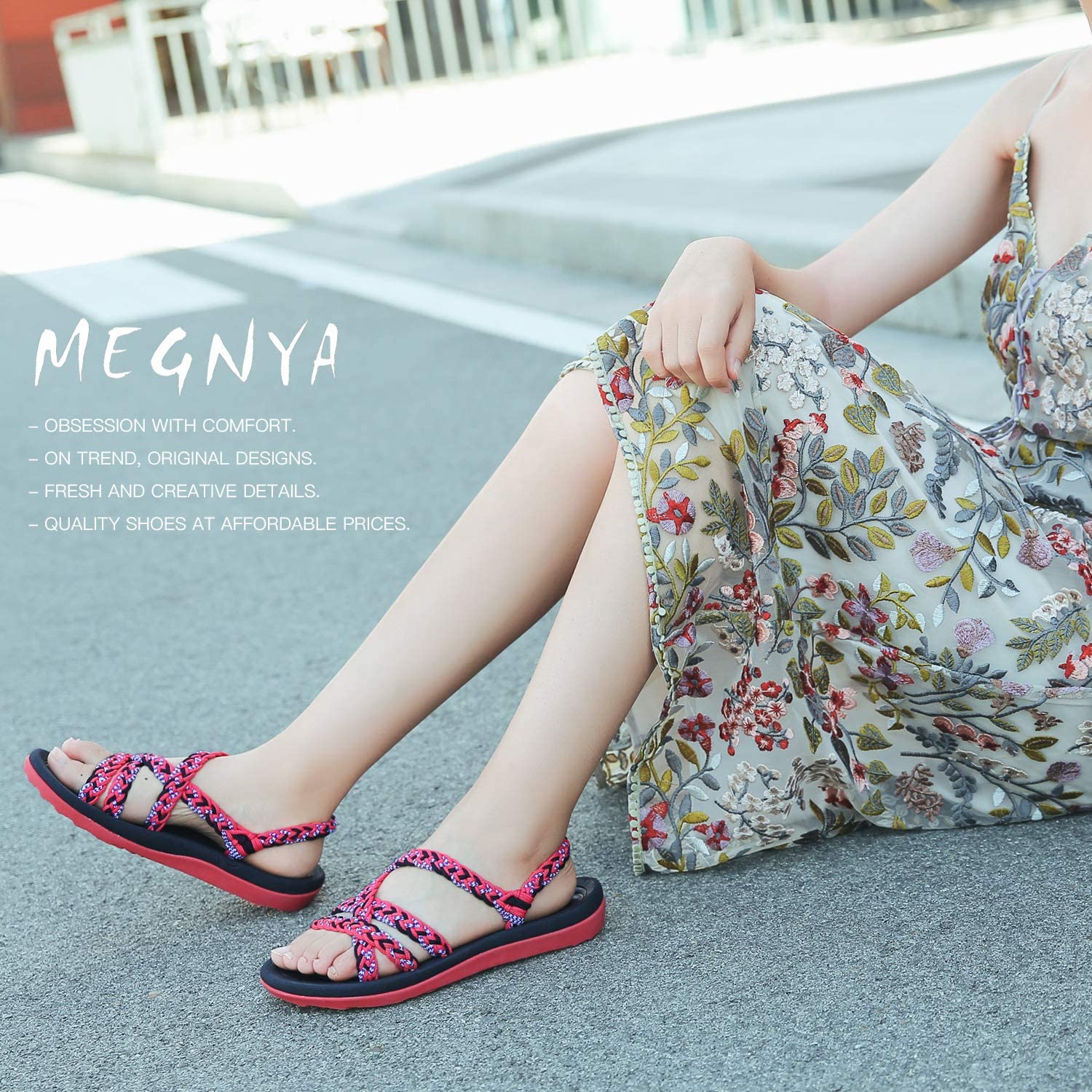 MEGNYA Women's Comfortable Walking Sandals with Arch Support Waterproof for Walking/Hiking/Travel/Wedding/Water Spot/Beach