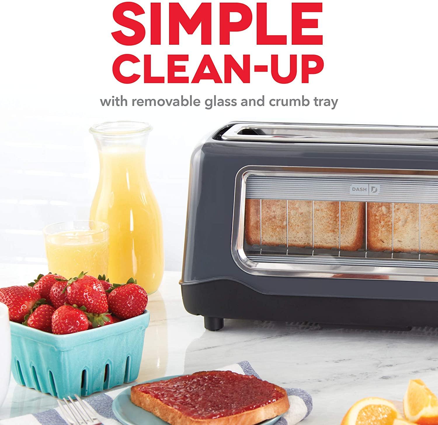 Dash Clear View Toaster: Extra Wide Slot Toaster with Stainless Steel Accents + See Through Window - JOY2ESpree