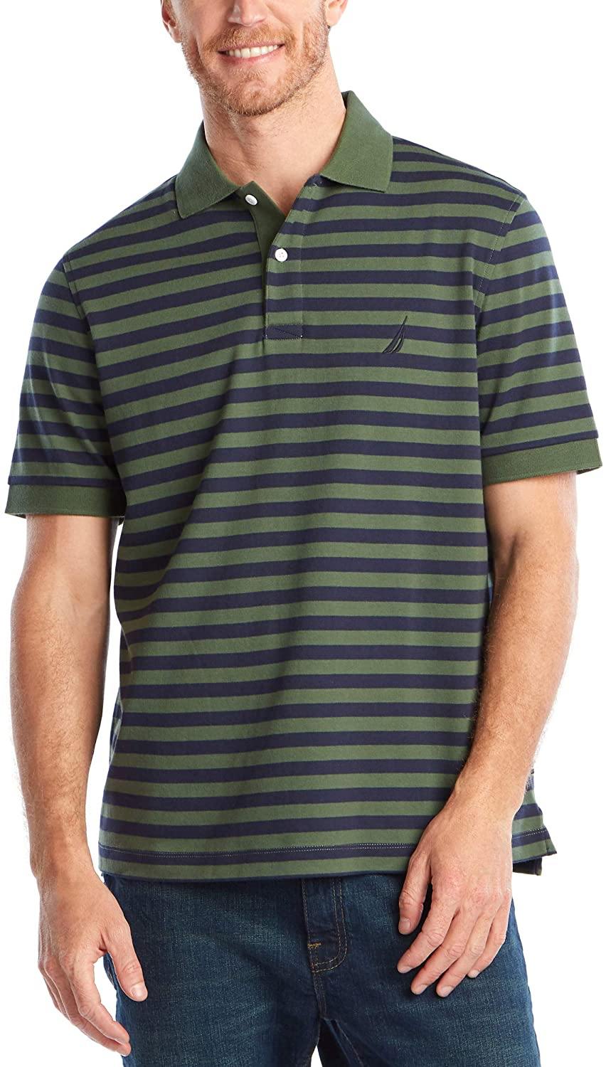 Nautica Men's Classic Fit 100% Cotton Soft Short Sleeve Stripe Polo Shirt - JOY2ESpree