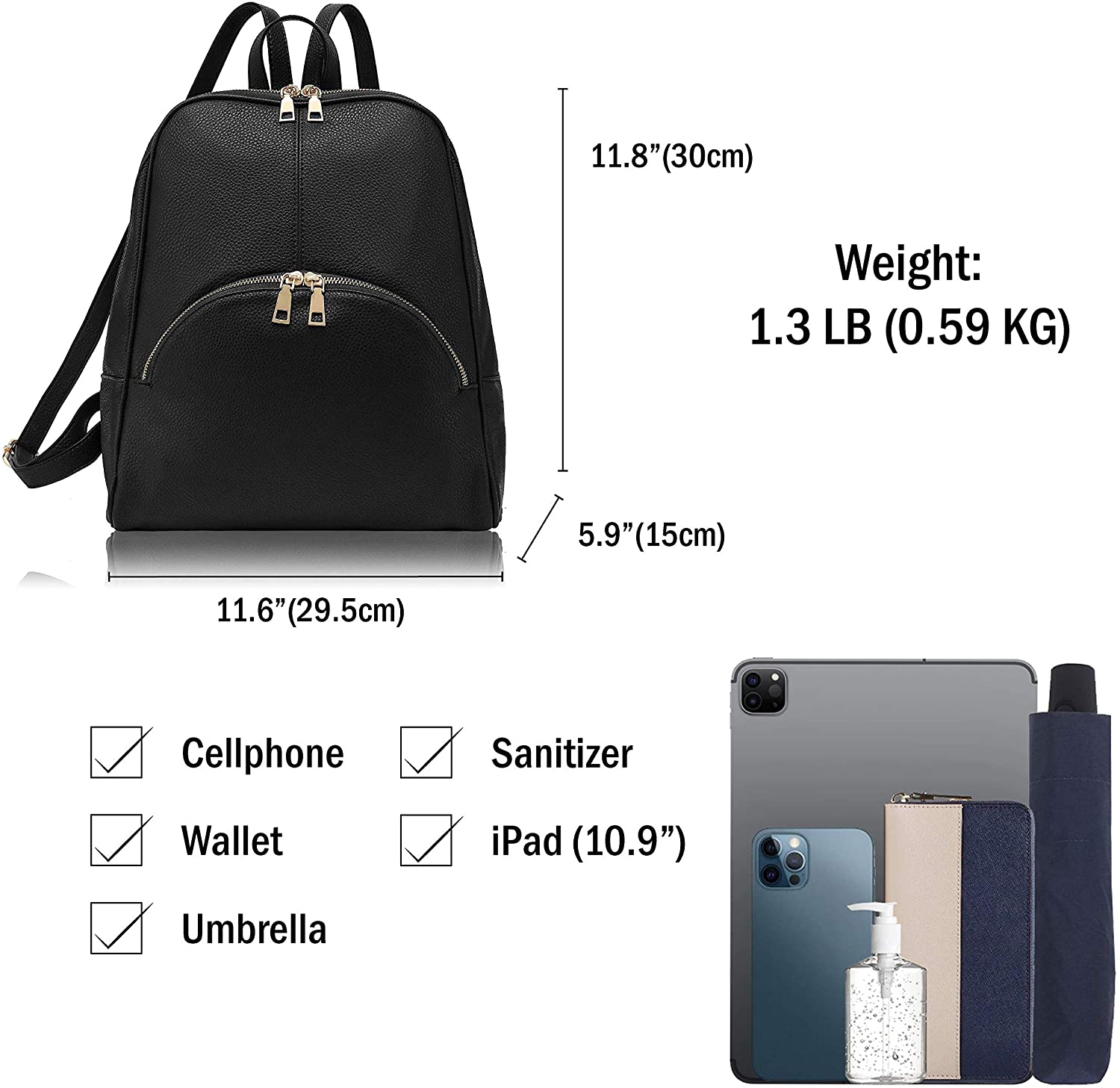 Scarleton Casual Fashion Backpack, Purses for women, Backpack for Women, Fashion Backpack for Women, H160801 - Black