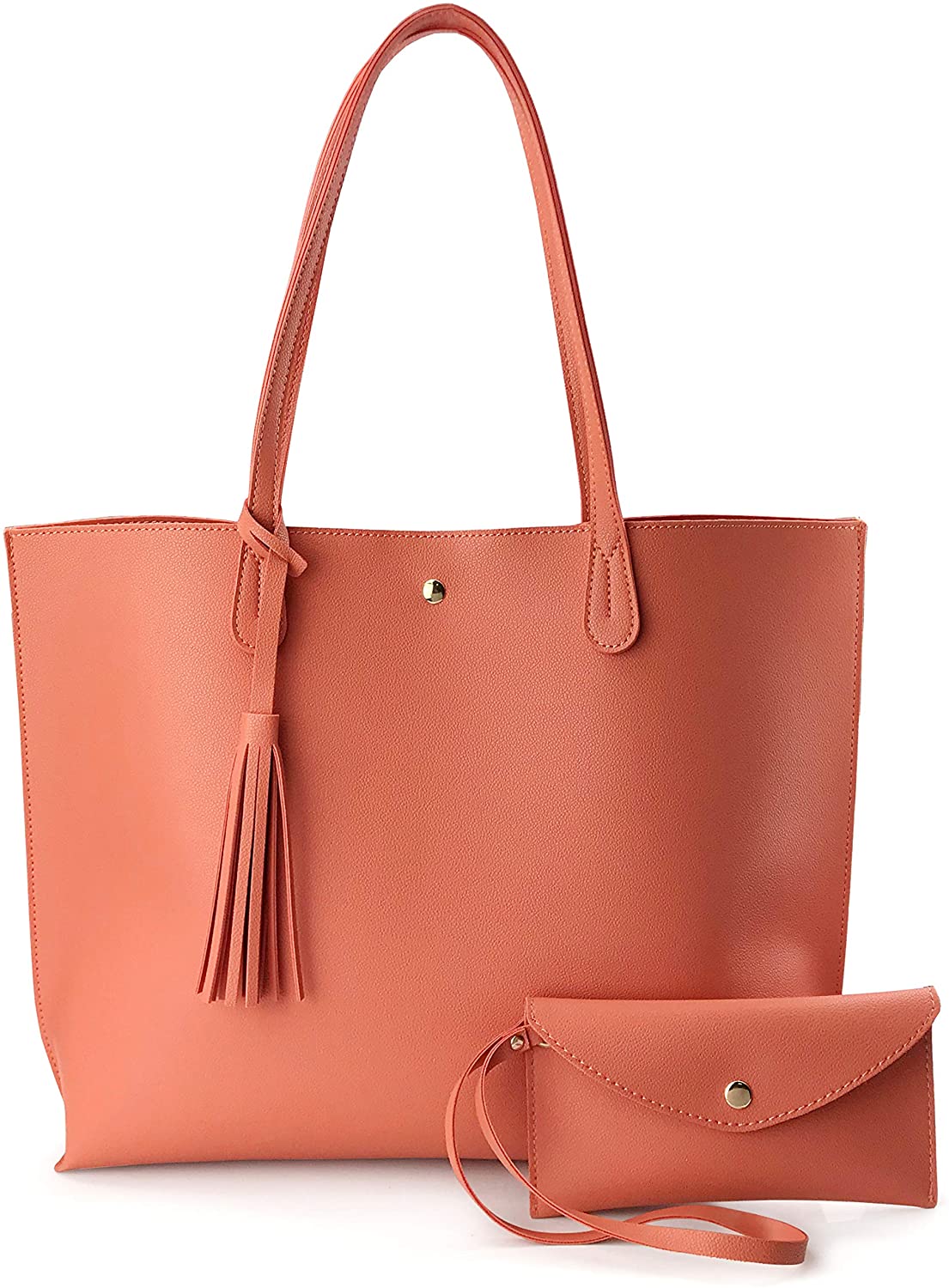 Minimalist Clean Cut Pebbled Faux Leather Tote Womens Shoulder Handbag