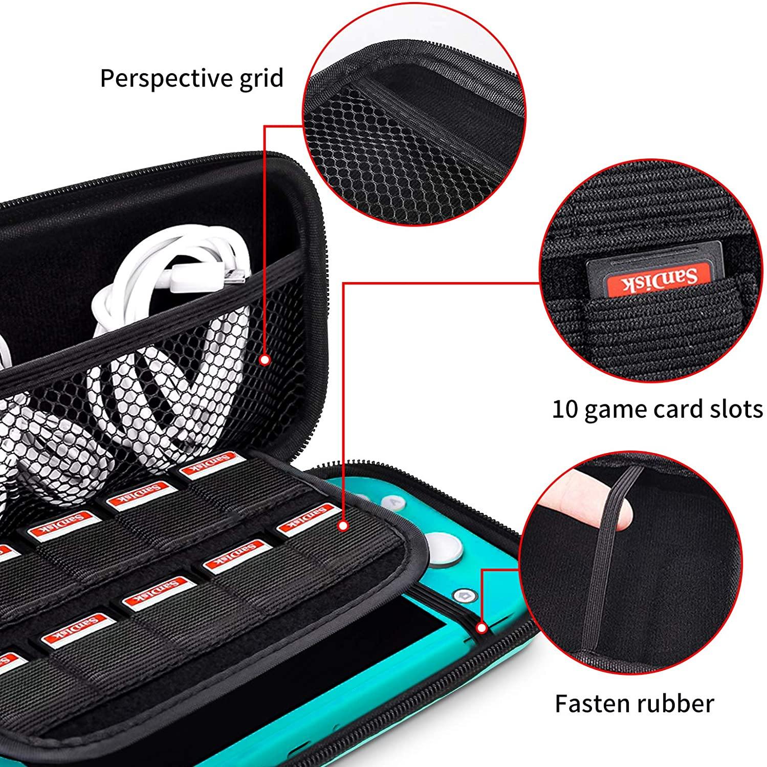 DLseego Carrying Case for Nintendo Switch lite, Newest Design Portable Travel Carrying Case 4 in 1 Accessories Kit with 1 Pcs Glitter case - JOY2ESpree