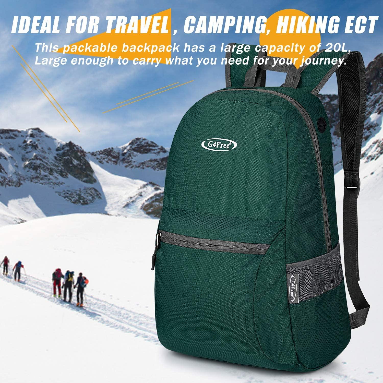 G4Free Ultra Lightweight Packable Backpack Travel Hiking Daypack Handy Foldable Water Resistant Camping Outdoor Backpack - JOY2ESpree
