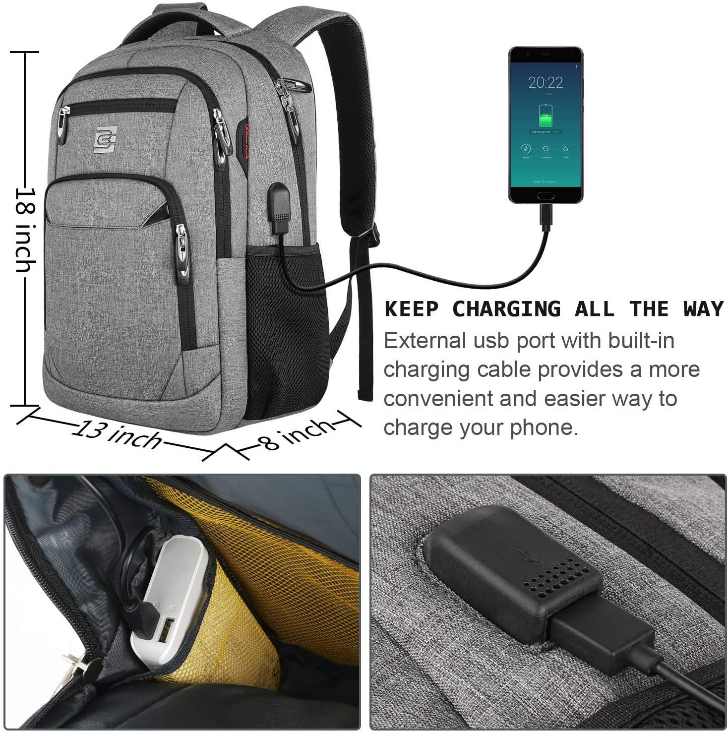 Laptop Backpack,Business Travel Anti Theft Slim Durable Laptops Backpack with USB Charging Port - JOY2ESpree