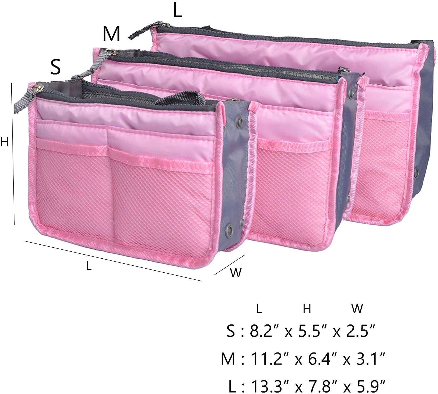 Vercord Purse Organizer Insert for Handbags Bag Organizers Inside Tote Pocketbook Women Nurse Nylon 13 Pockets Black Medium