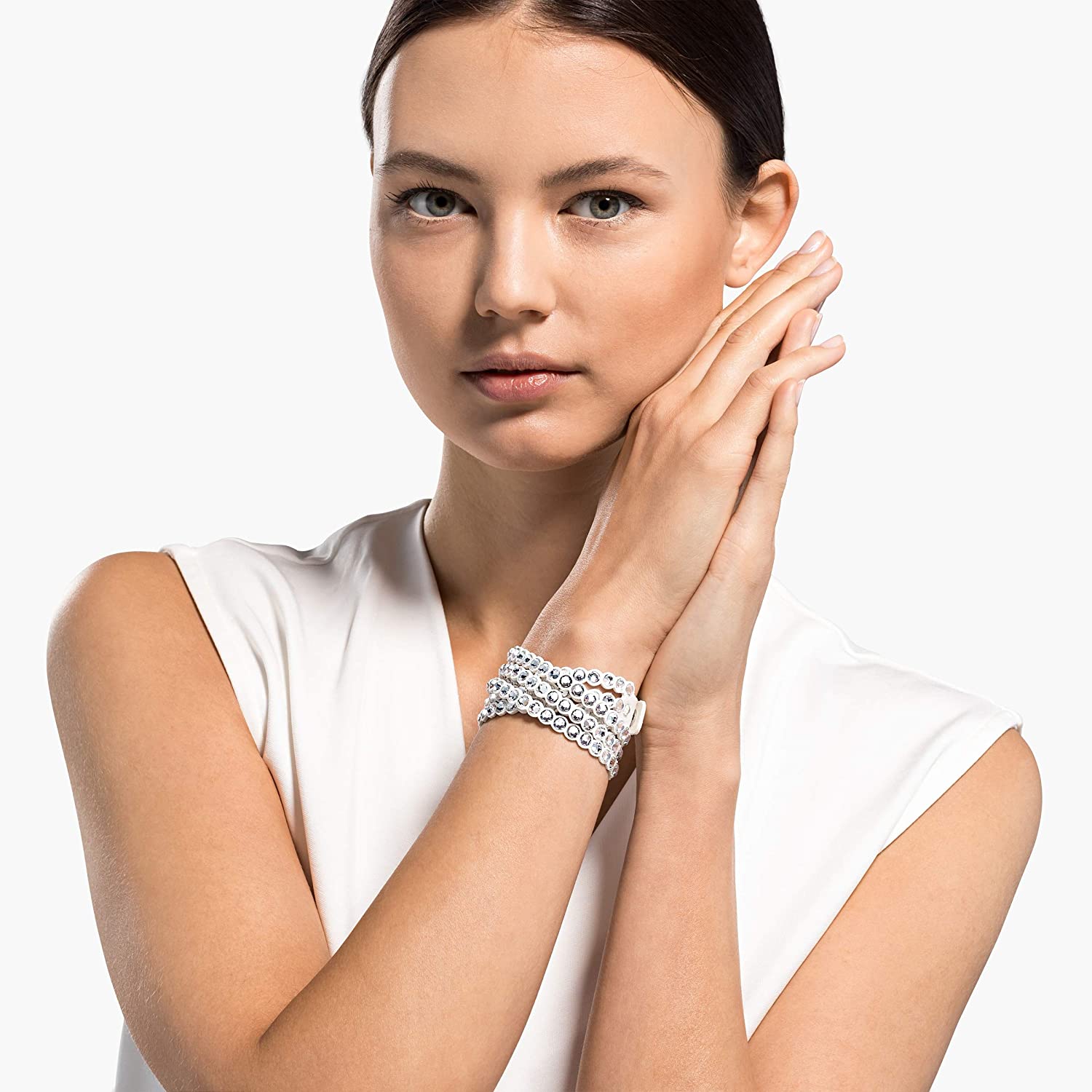 SWAROVSKI Women's Leather Look Crystal Power Bracelet Collection - JOY2ESpree