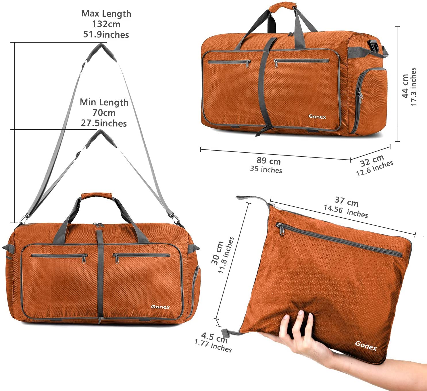Gonex 150L Travel Duffel Bag Foldable Extra Large Duffle Bag XL Heavy Duty for Men Women for Luggage Shopping Gray