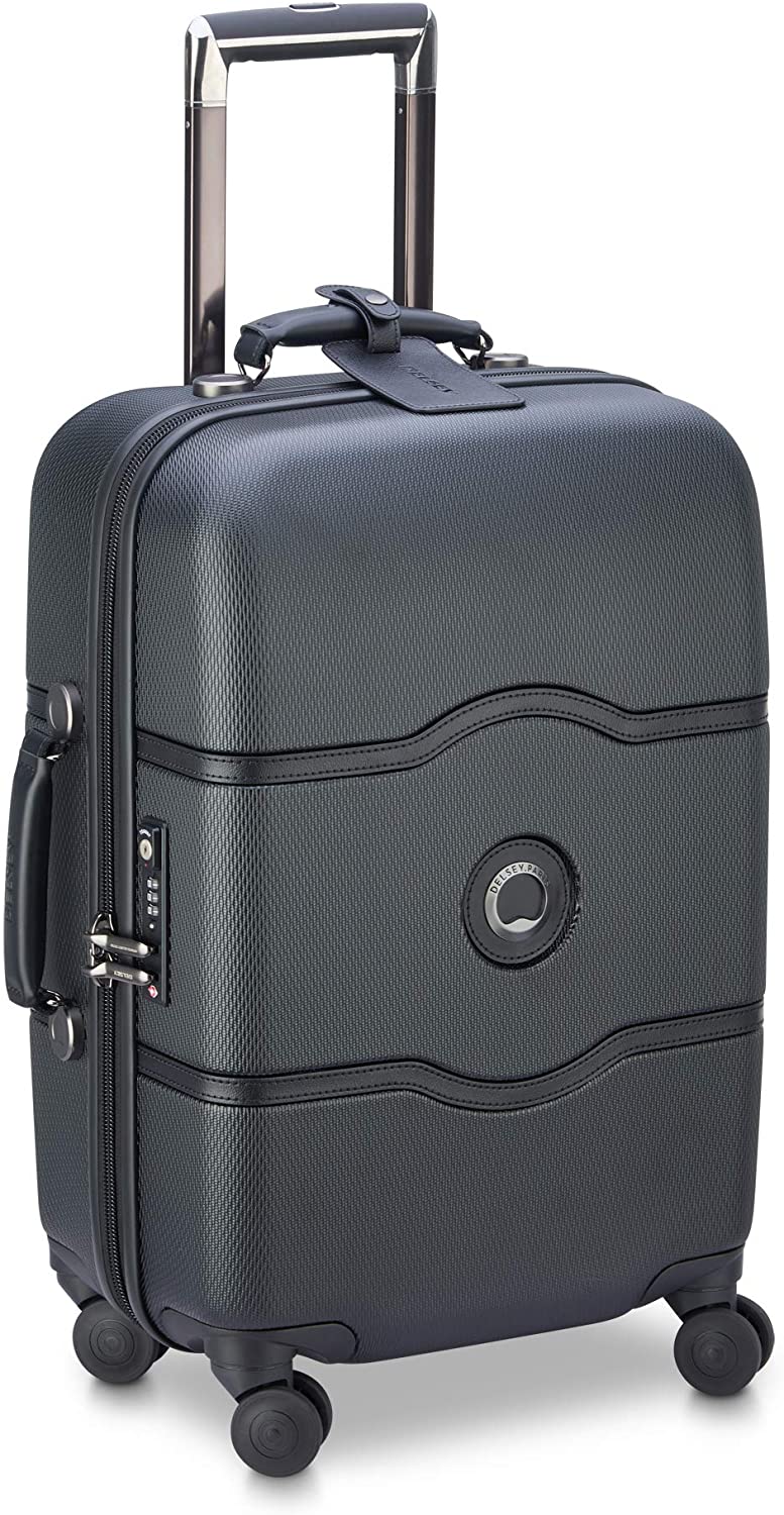DELSEY Paris Chatelet Hardside Luggage with Spinner Wheels, Chocolate Brown, Checked-Large 28 Inch, with Brake