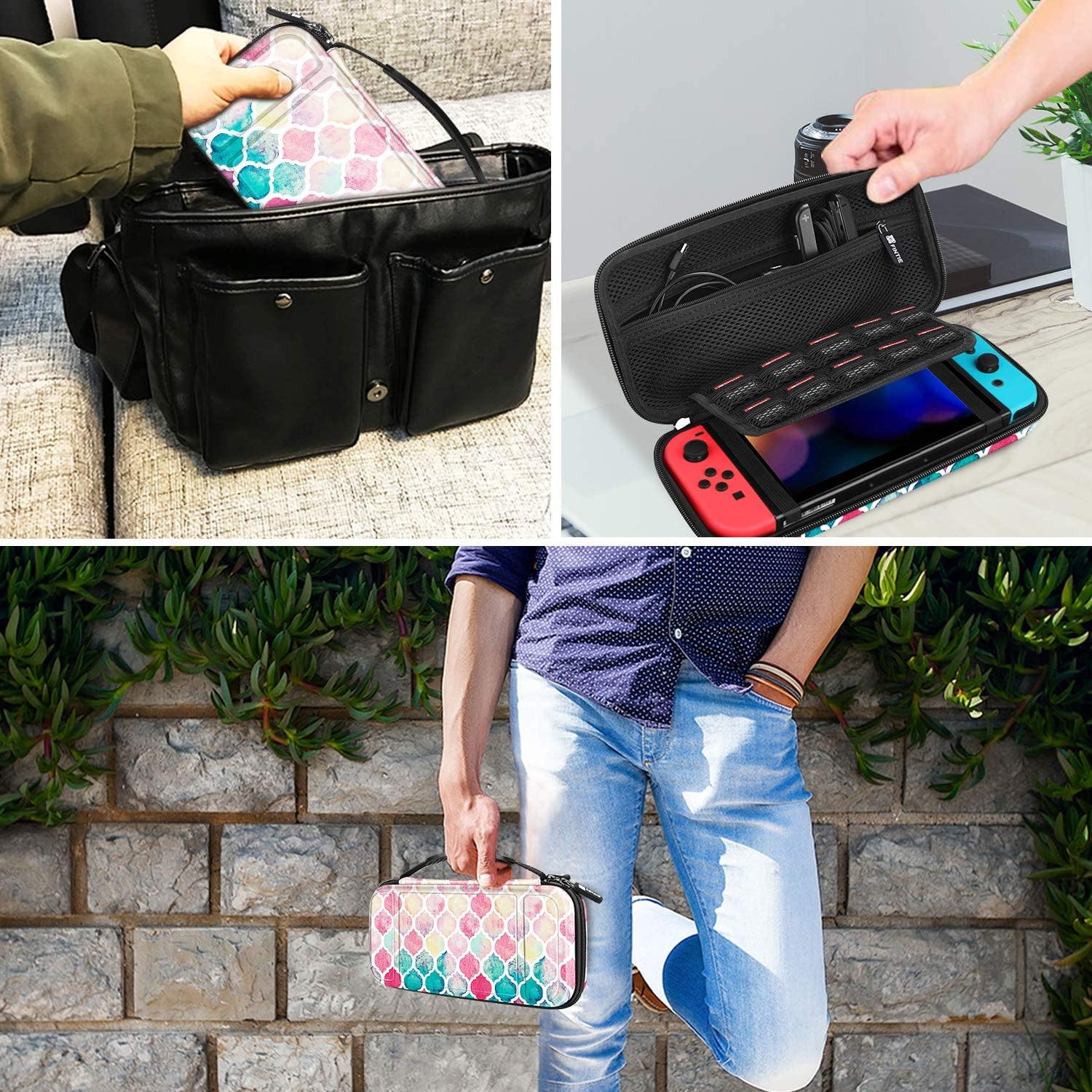 Fintie Carry Case for Nintendo Switch - [Shockproof] Hard Shell Protective Cover Travel Bag w/10 Game Card Slots - JOY2ESpree