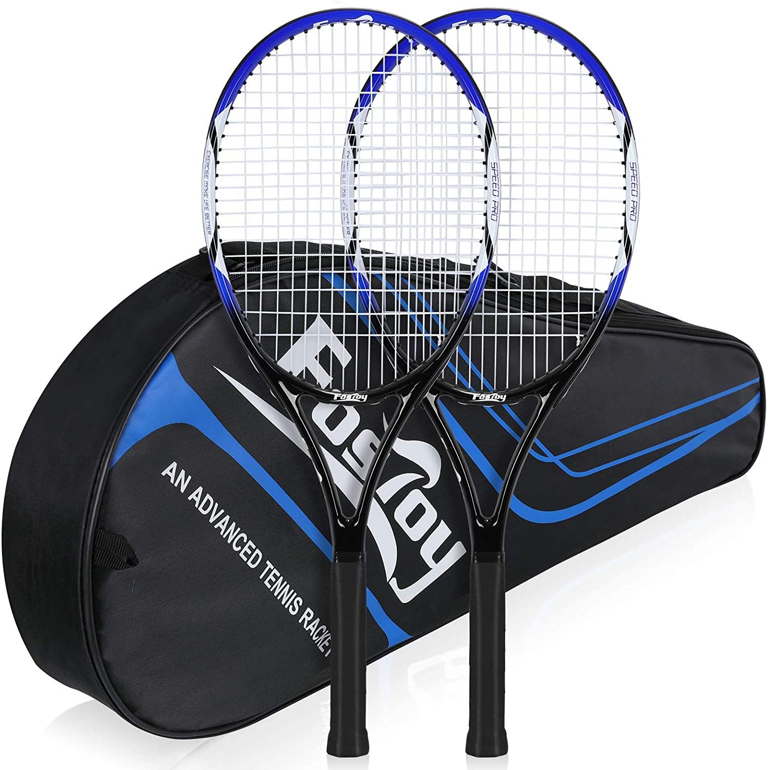 Fostoy Adult Recreational Tennis Racket, 27 inch Tennis Racquet with Carry Bag, Professional Tennis Racket, Good Control Grip, Vibration Dampe - JOY2ESpree